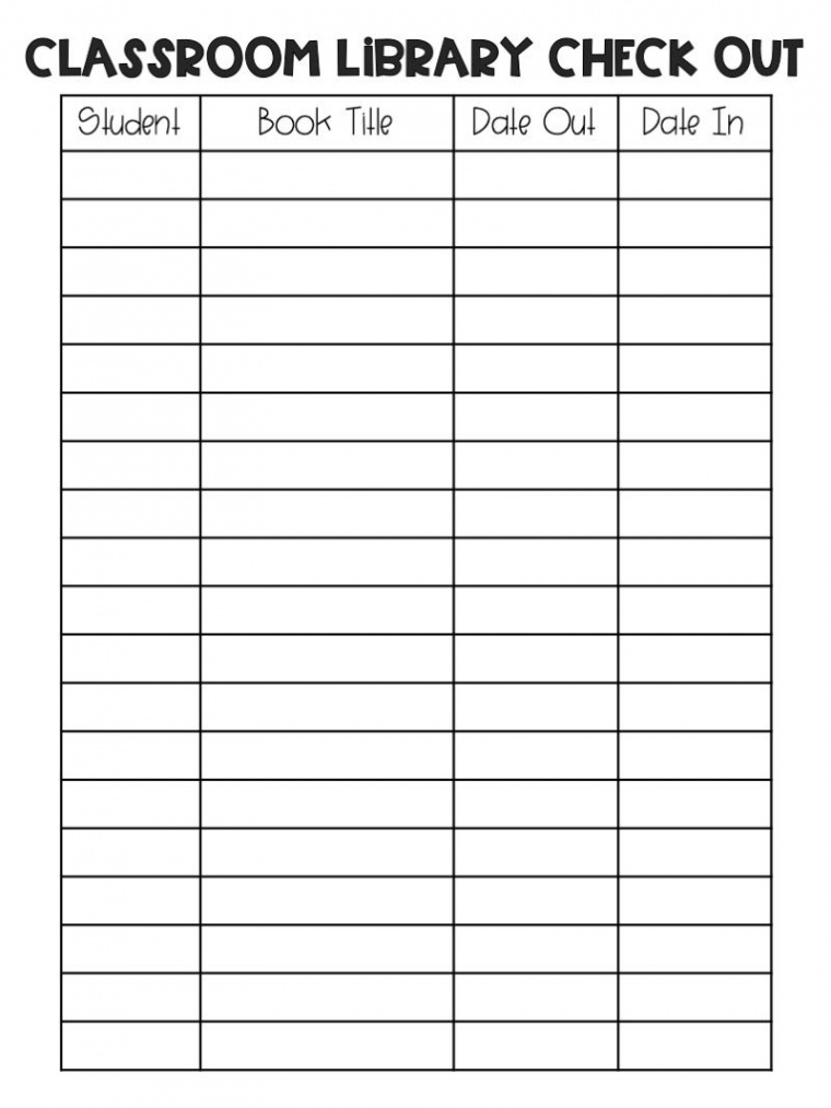 Classroom library checkout template for manual library book