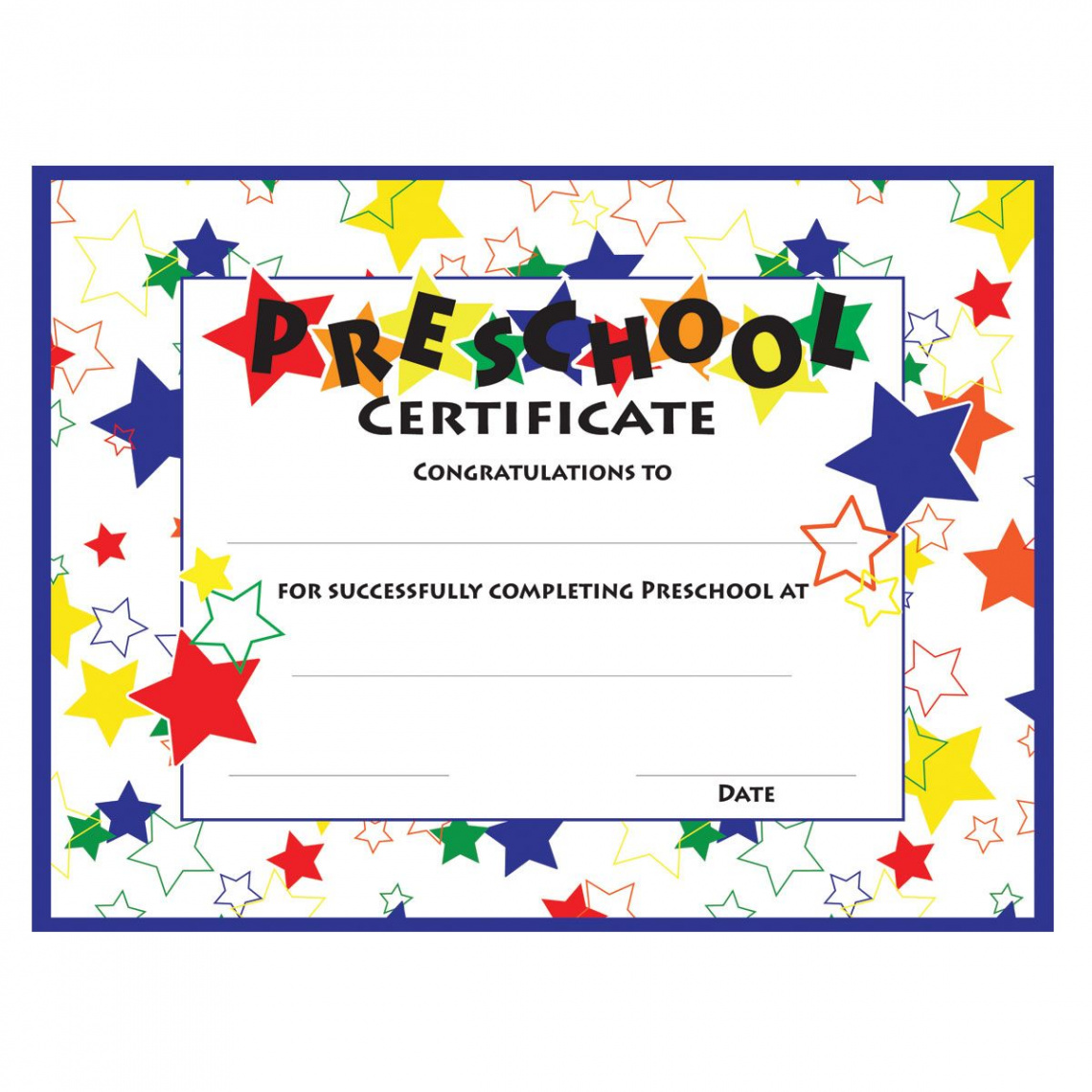 Color Craze Stars Preschool Certificates, /pkg  Graduation