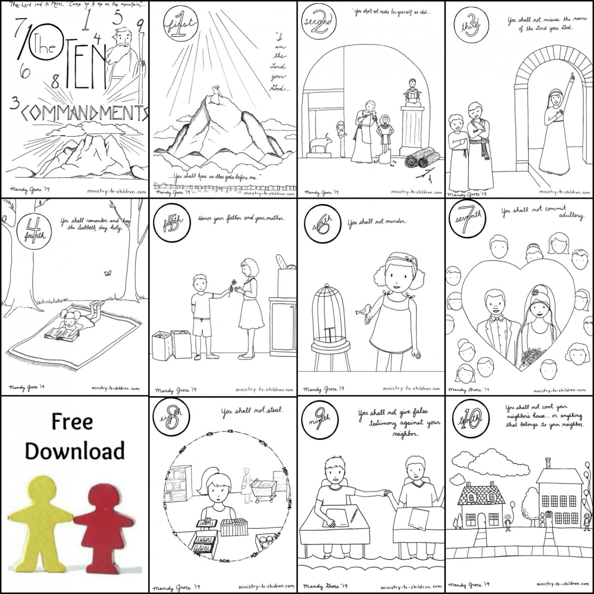 Commandments Coloring Book [Free Printable PDF] Pages for Kids