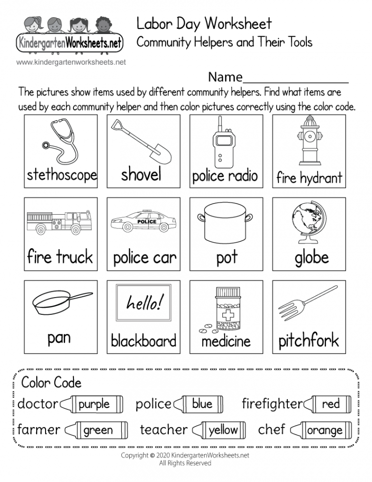 Community Helpers and Their Tools Worksheet - Free Printable