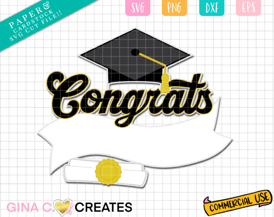 Congrats Graduation Cake Topper SVG, Cricut Layered Topper - Gina C