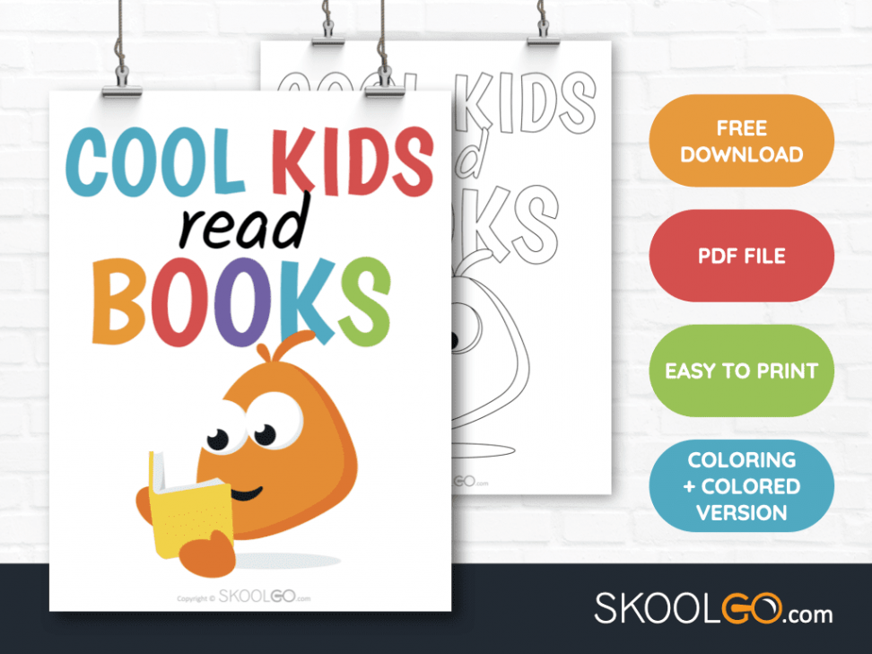 Cool Kids Read Books - Free Classroom Poster - SKOOLGO