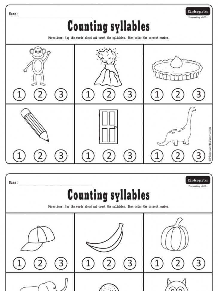 Counting Syllables Worksheets  PDF