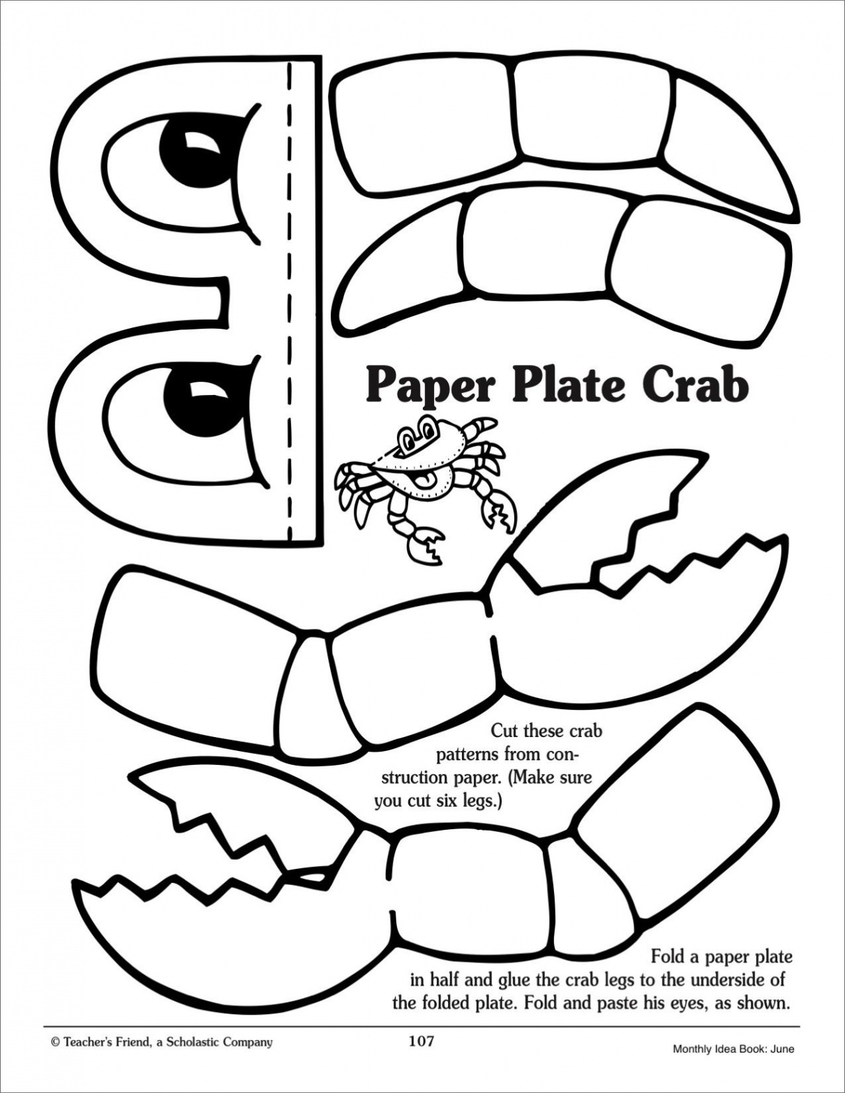 Crab crafts, Preschool crafts, Paper plate crab