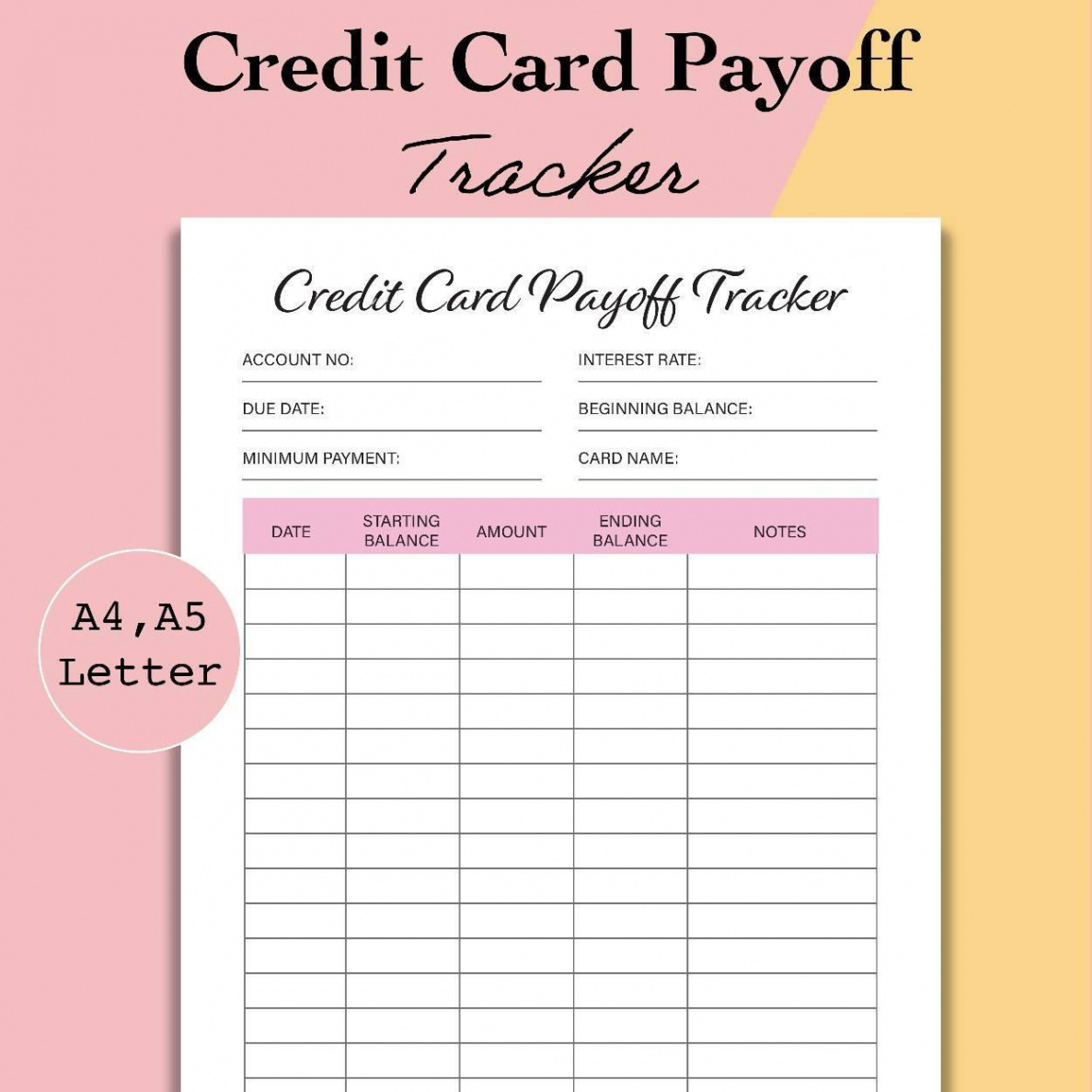 Credit Card Payoff Tracker PDF Credit Card Payment Credit - Etsy