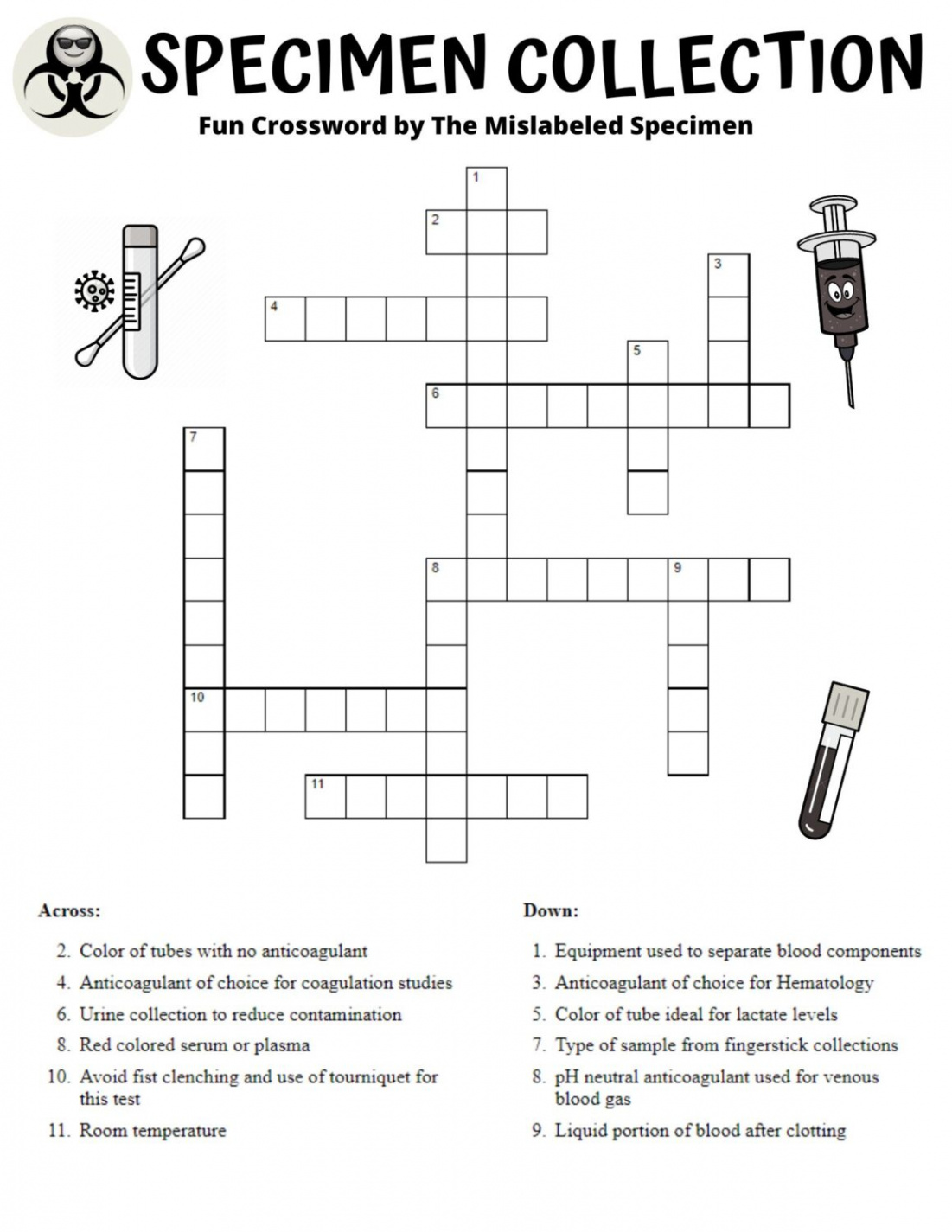 Crossword Puzzle: Specimen Collection - The Mislabeled Specimen