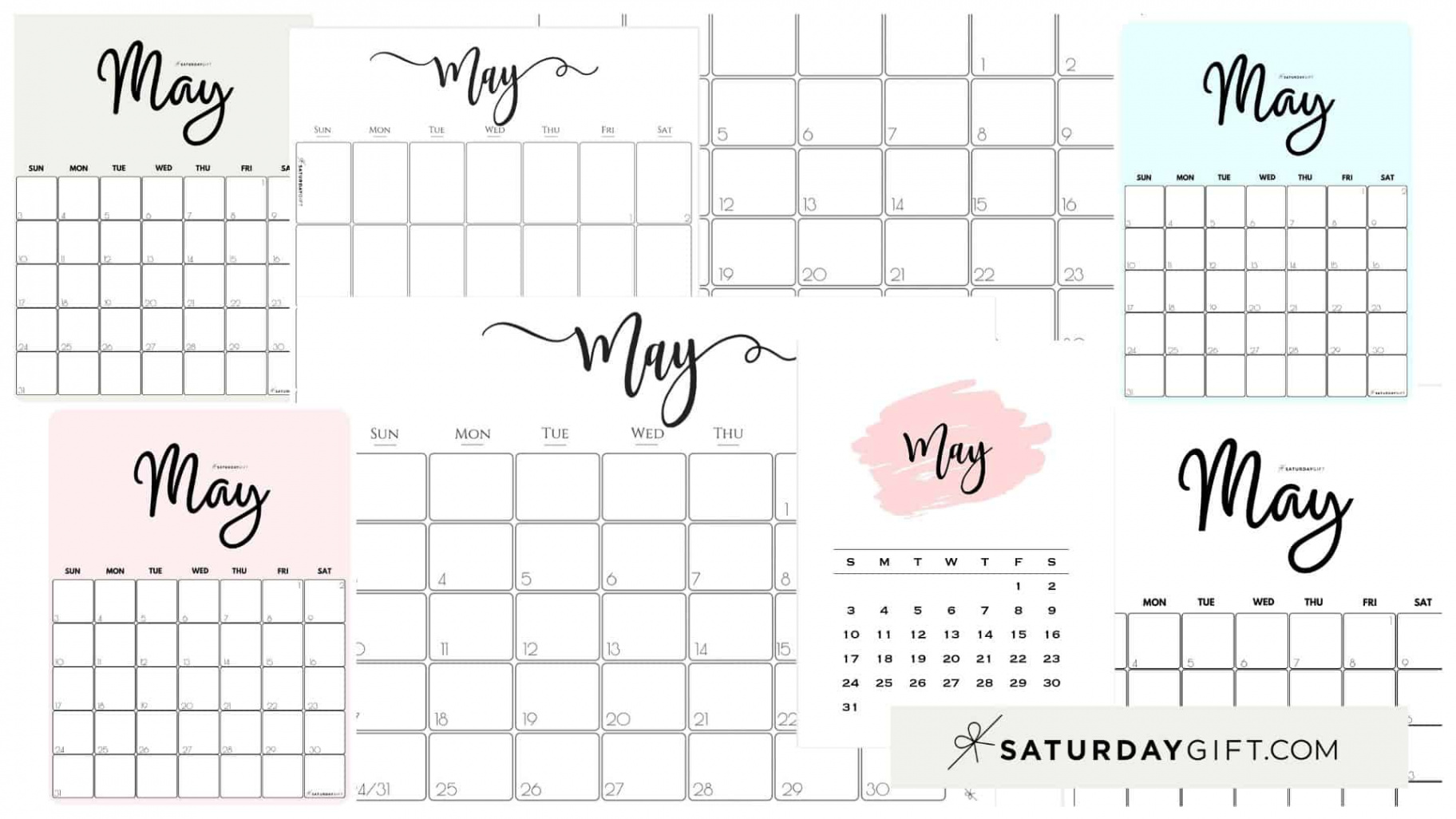 Cute (& Free!) Printable May  Calendar  SaturdayGift