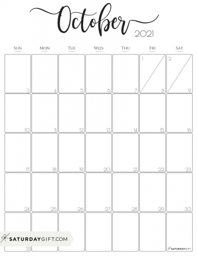 Cute (& Free!) Printable October  Calendar   SaturdayGift