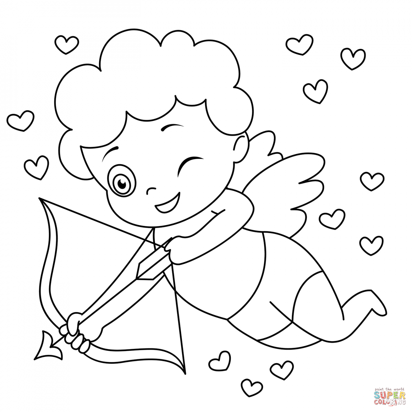 Cute Cupid coloring page  Free Printable Coloring Pages