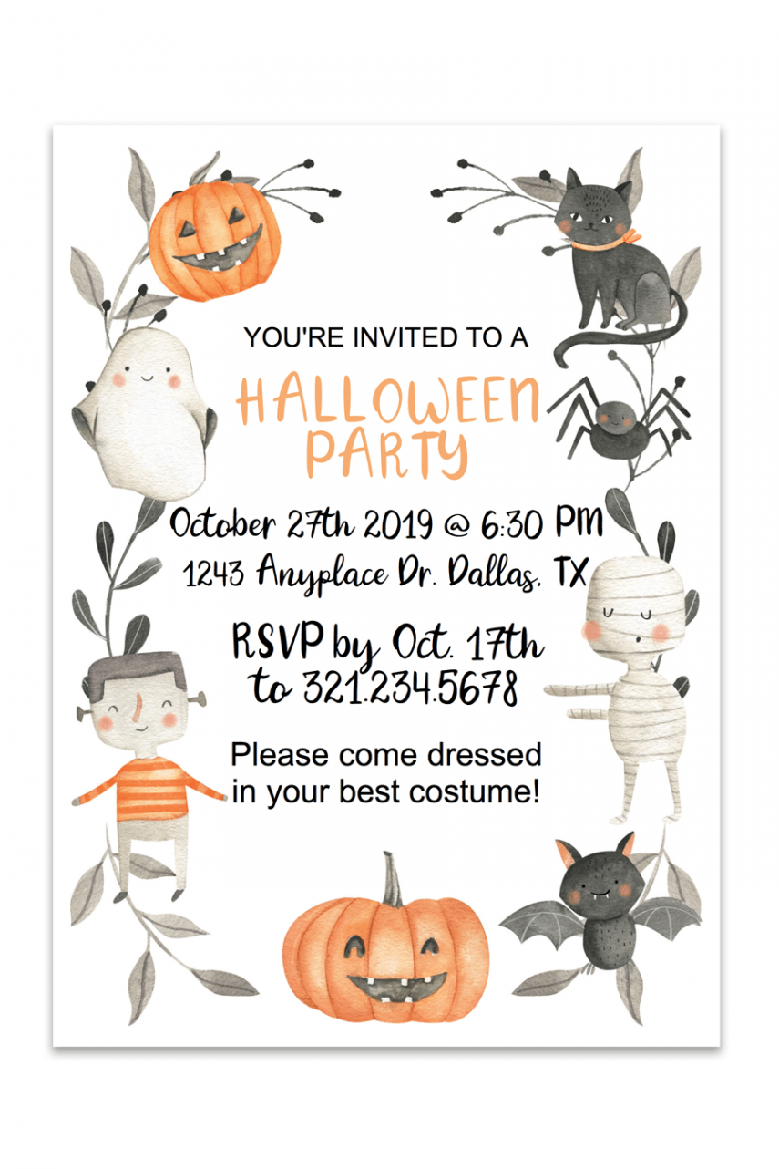 Cute Halloween Free Printable Invitation - Chicfetti