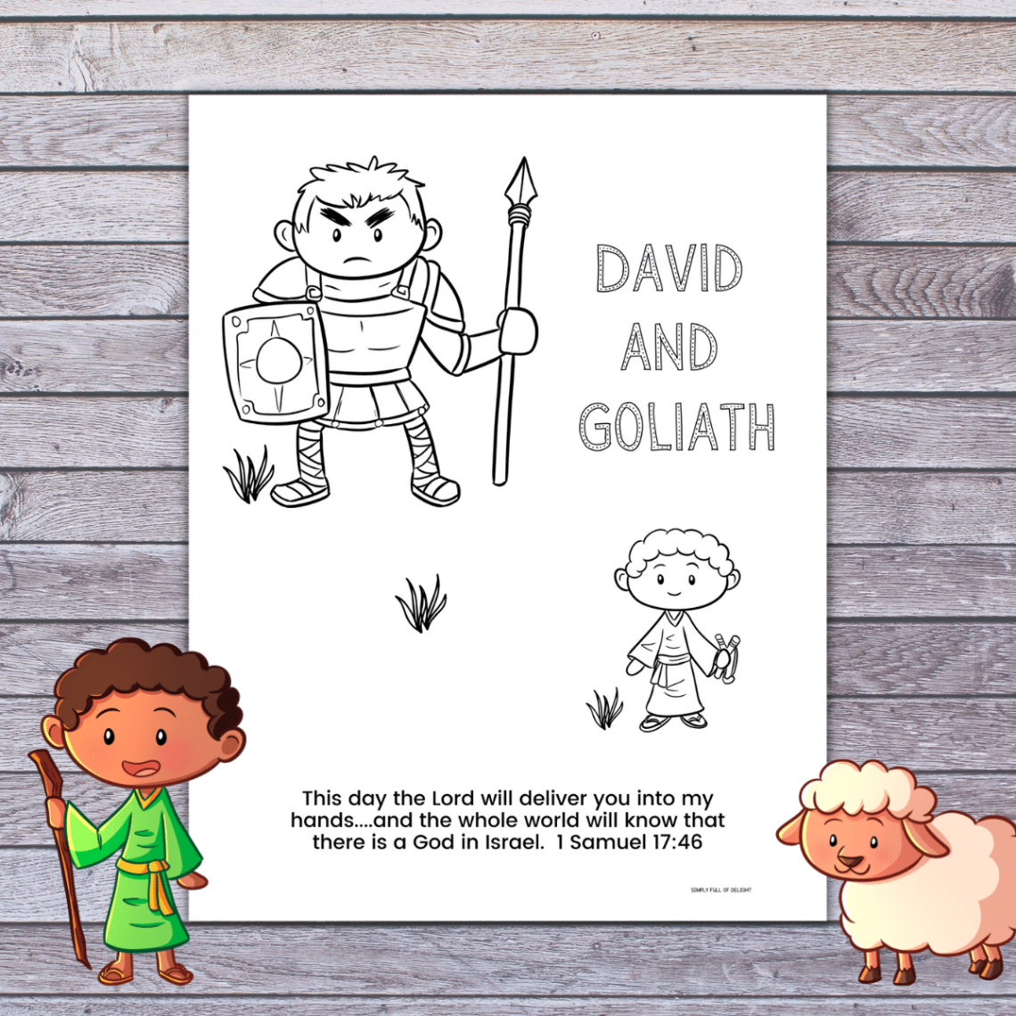 David and Goliath Coloring Page (Free Printable)