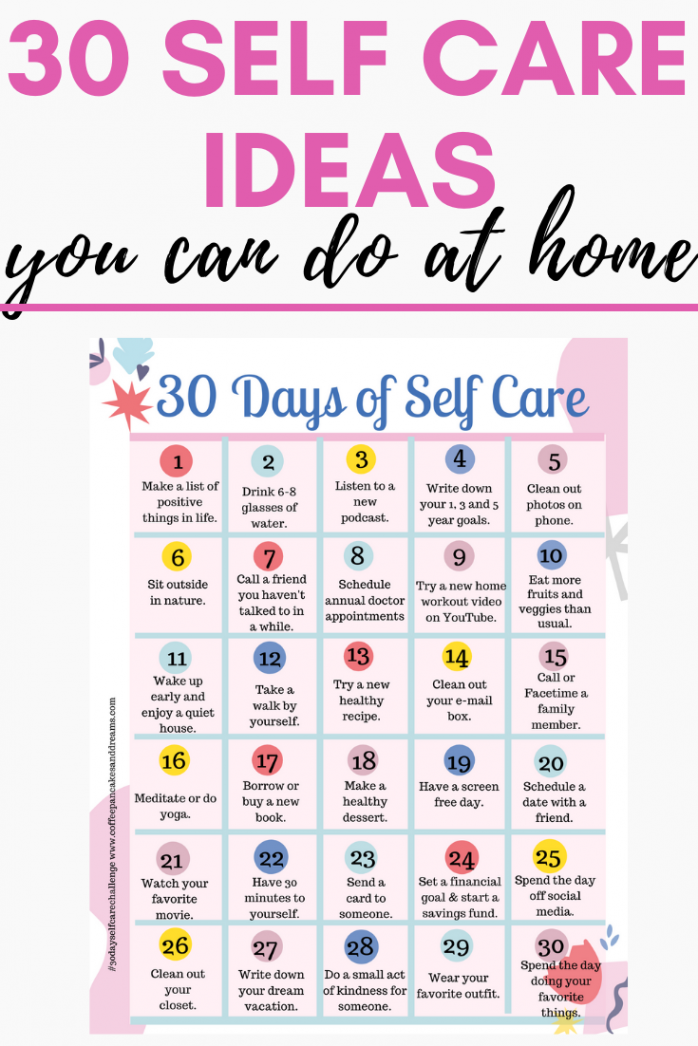 Day Self Care Calendar // One Month of Free Ideas to Do at Home