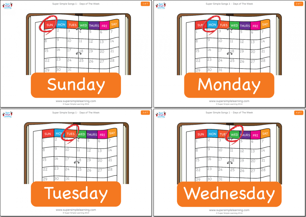 Days Of The Week Flashcards - Super Simple