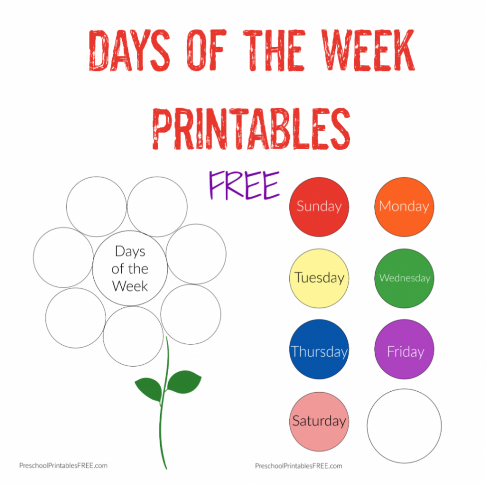 Days of the Week Printables (free) – Free Preschool Printables