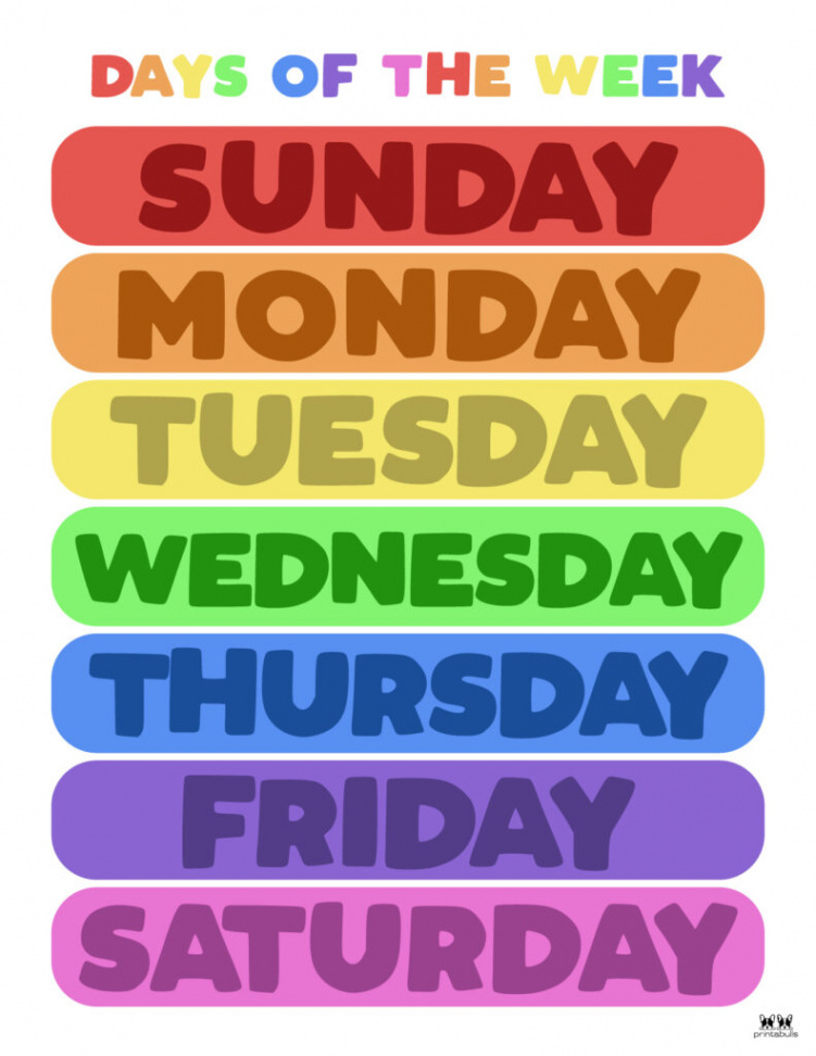 Days of the Week Worksheets & Printables -  Free Pages  Printabulls