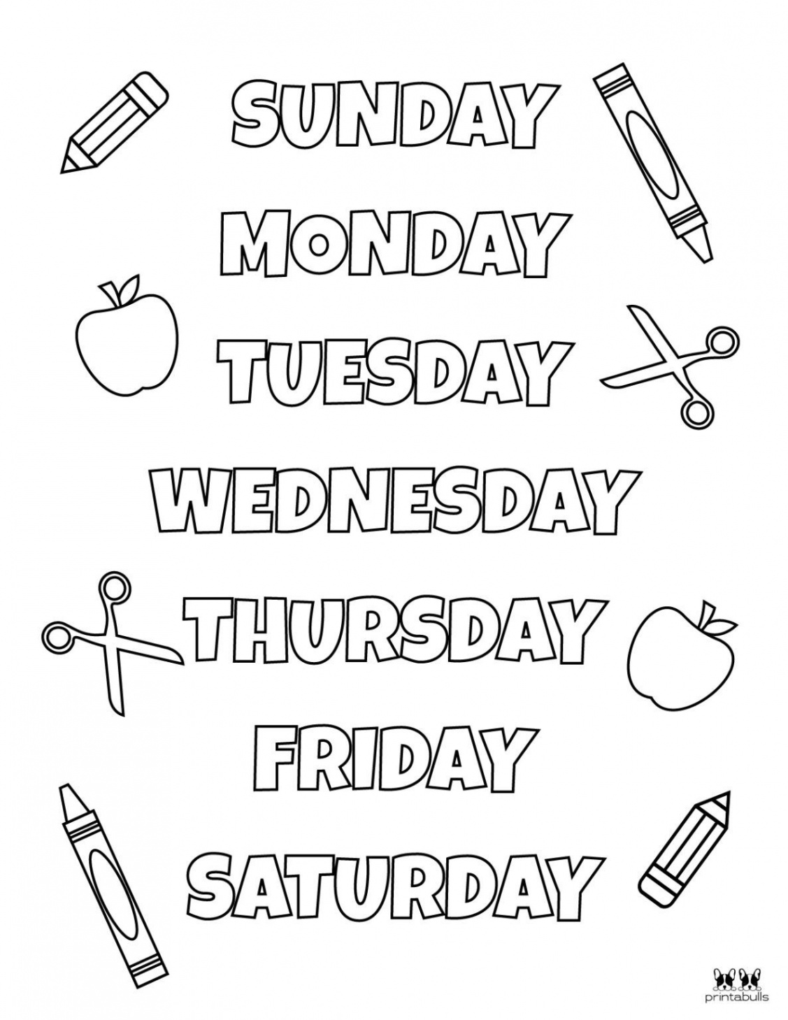 Days of the Week Worksheets & Printables -  Free Pages