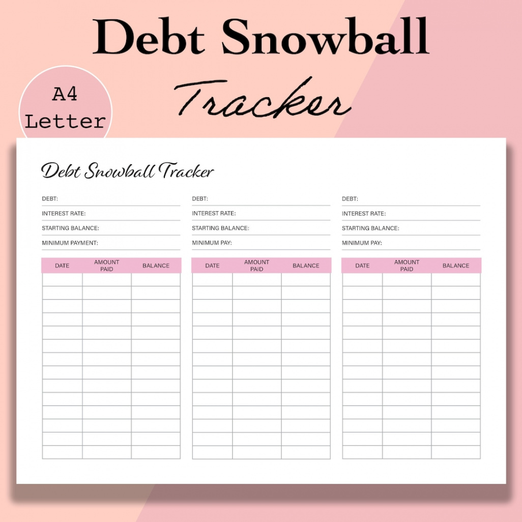 Debt Snowball Tracker Printable, Debt Free Chart, Debt Payoff