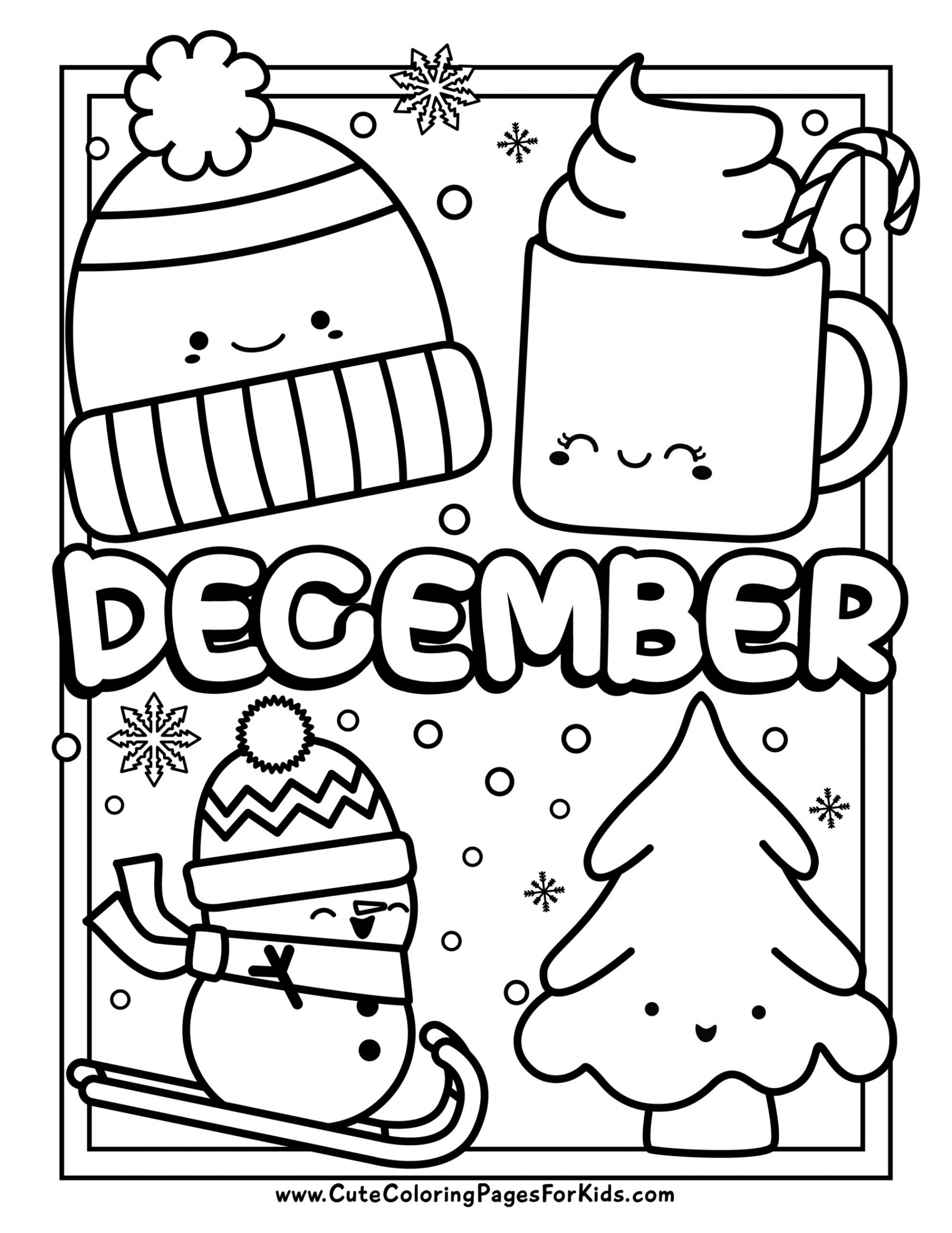 December Coloring Pages:  Free Printable Coloring Sheets - Cute