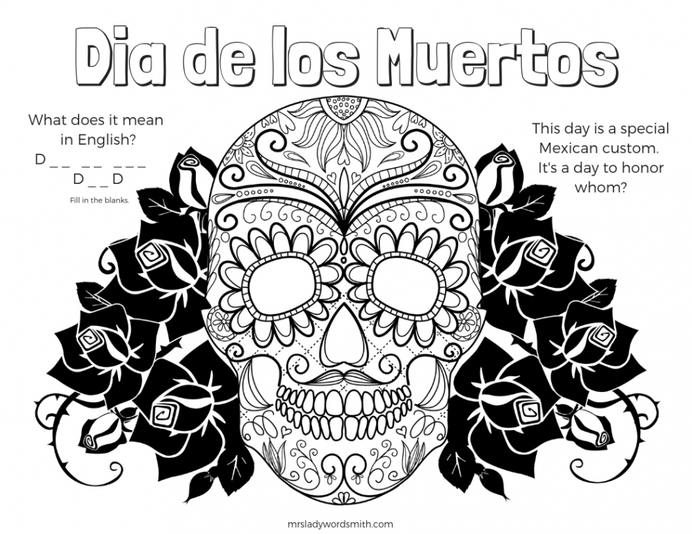 Dia de los Muertos Free Printable and Coloring Page to Educate