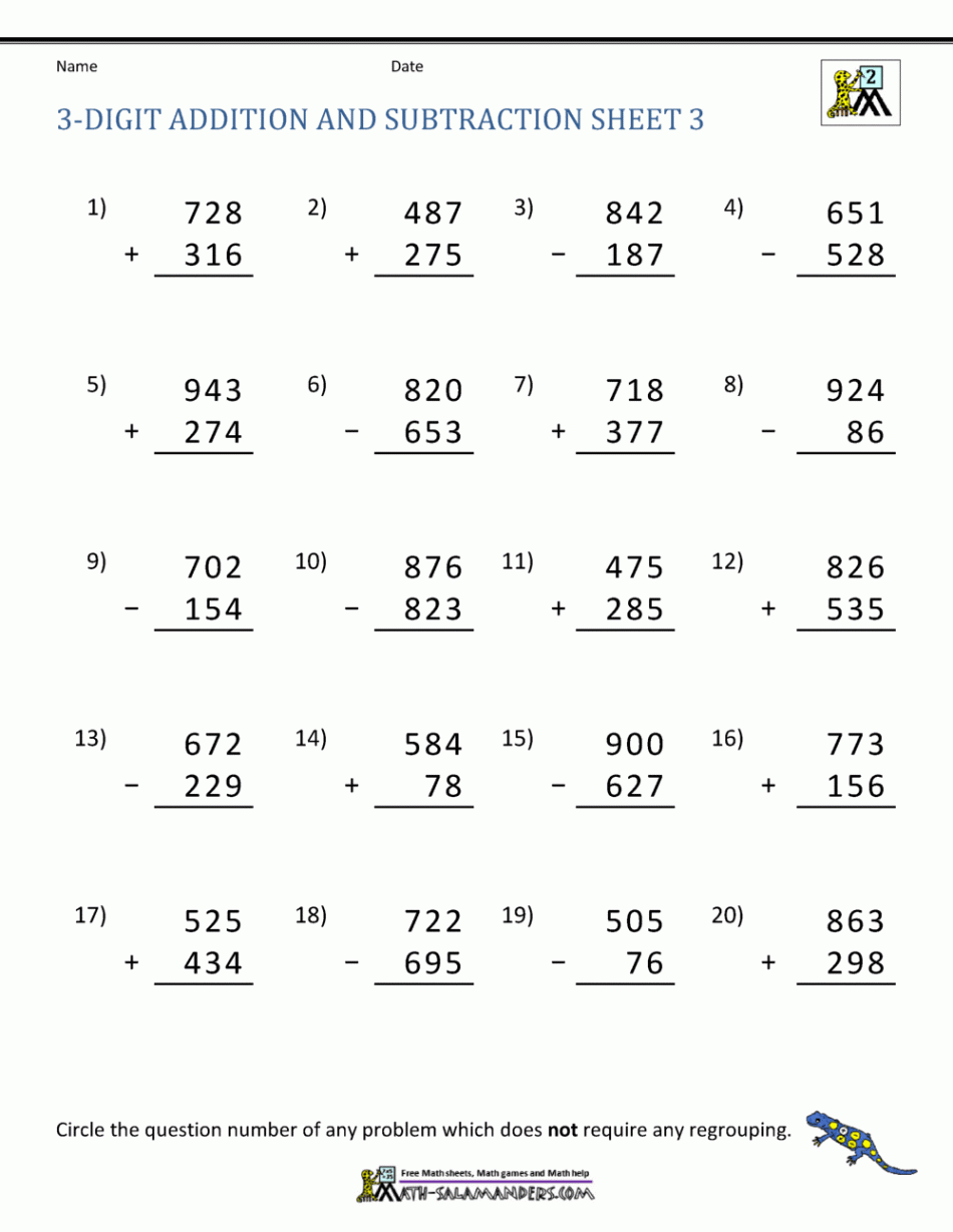 Digit Addition and Subtraction Worksheets