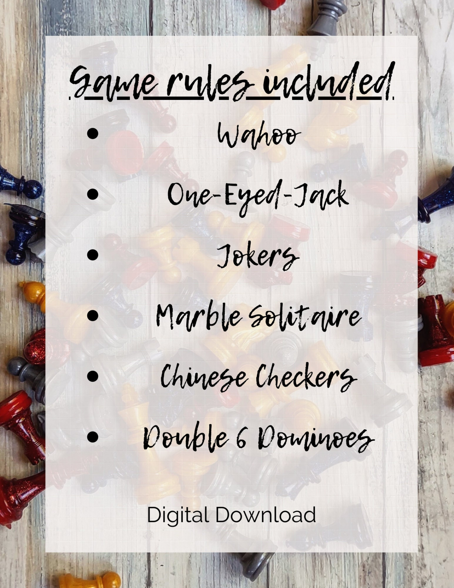 Digital Download Game Rules for Wahoo One-eyed-jack Pegs & - Etsy