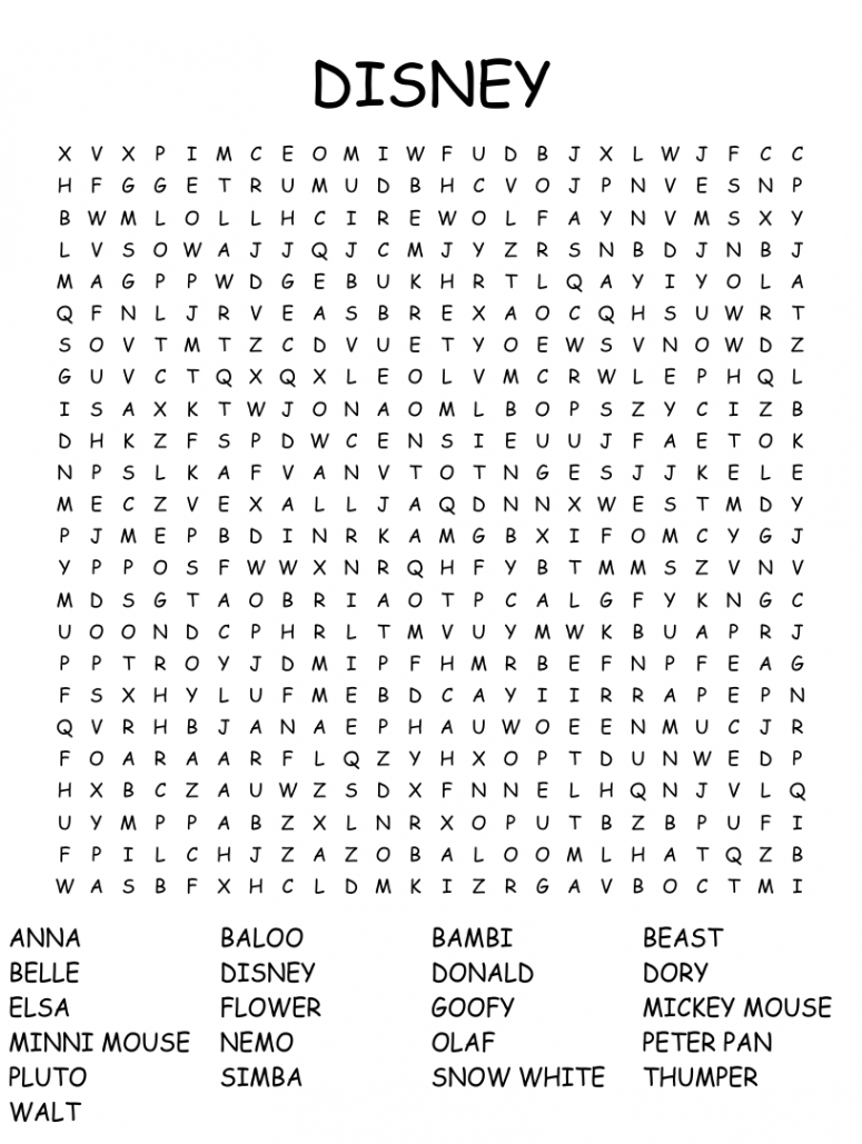 DISNEY Word Search - WordMint