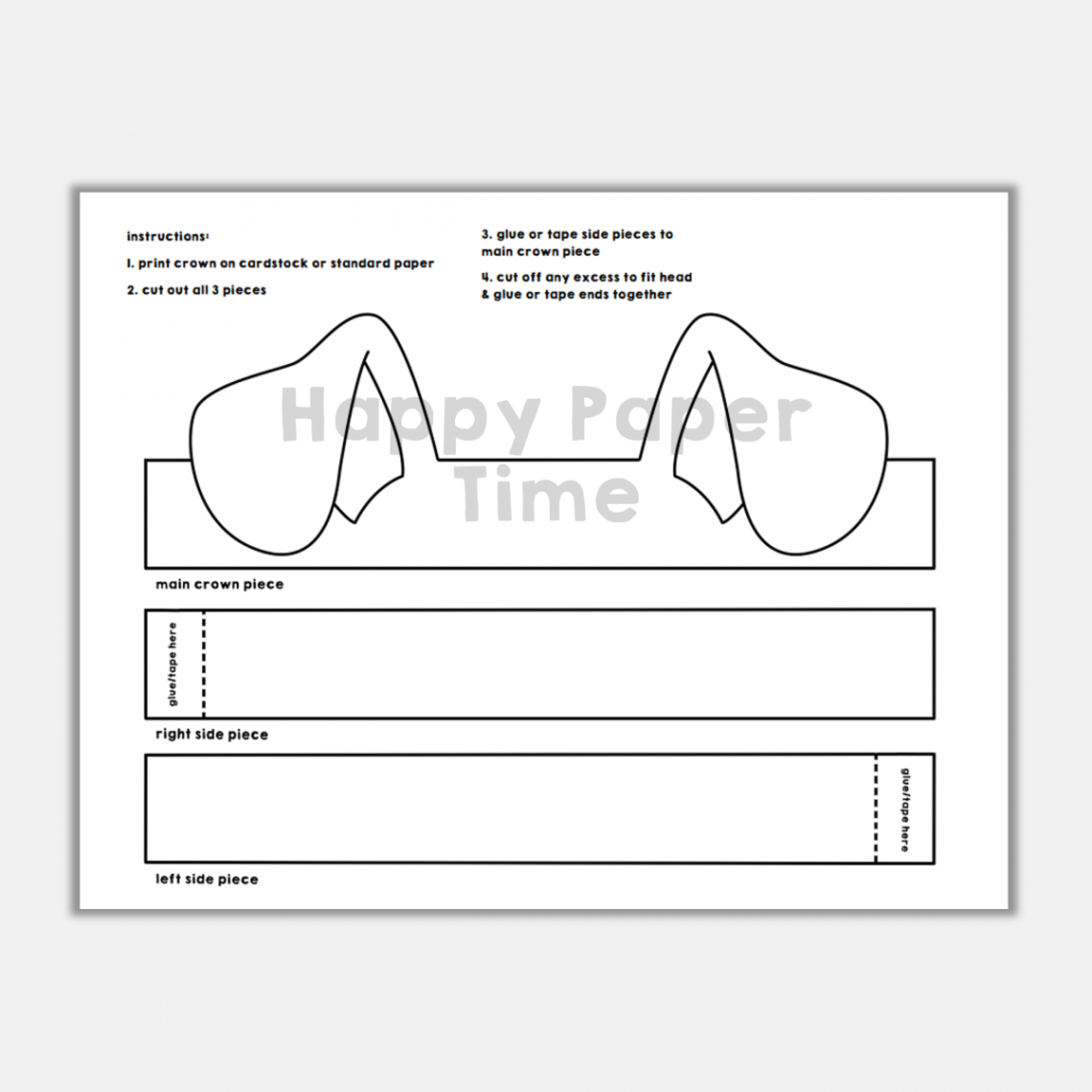 Dog Ears Crown Headband Printable Coloring Craft