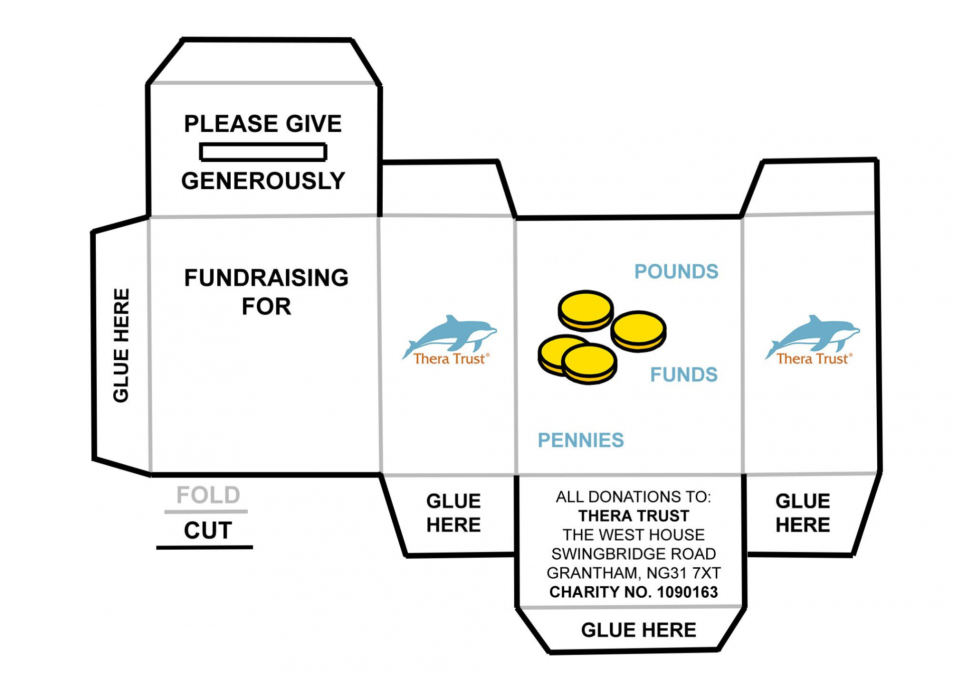 Donation box, Box template, Fundraising donations