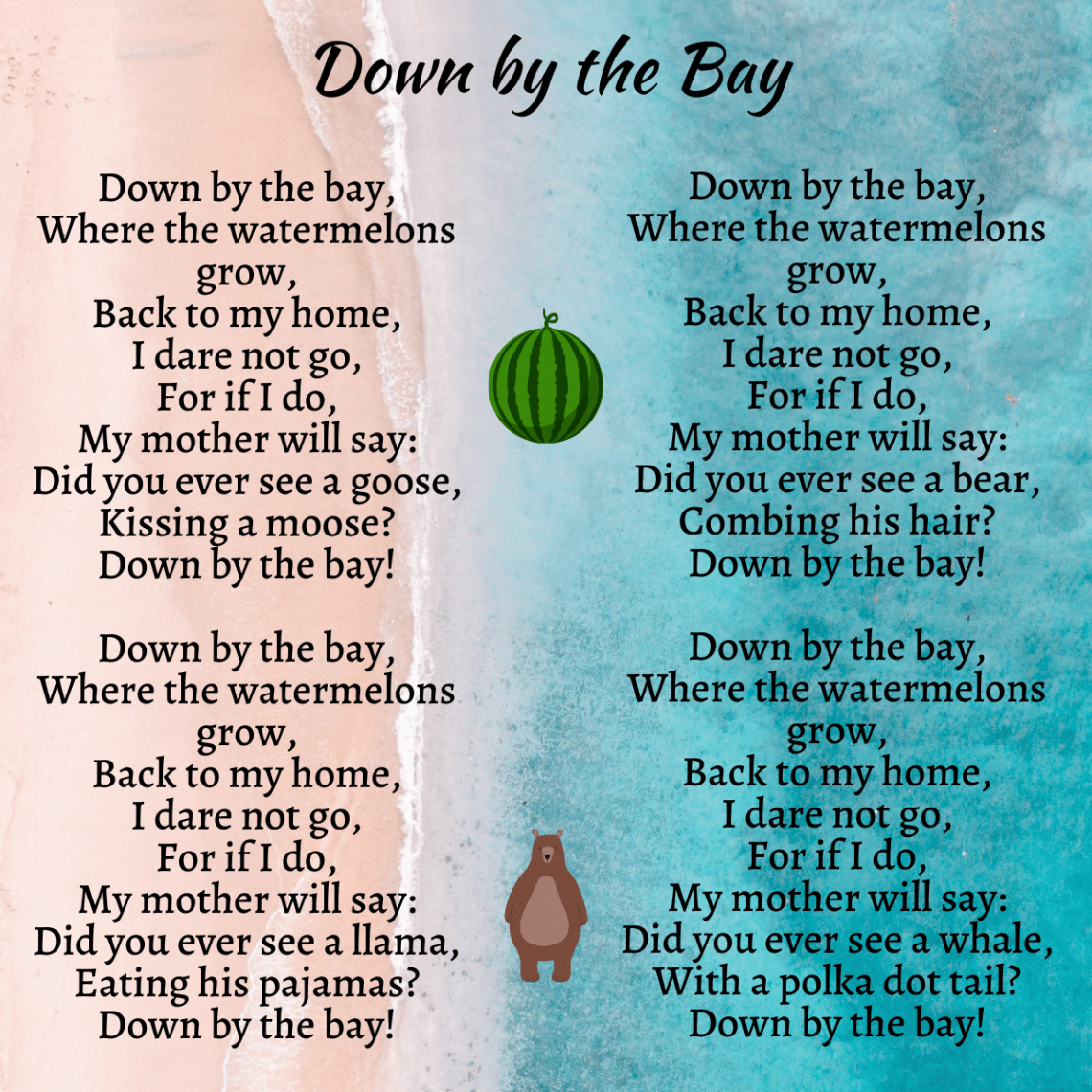 Down by the Bay Printable Lyrics, Origins, and Video