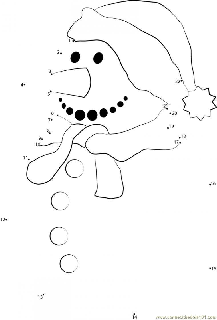 Download or print Snowman See dot to dot printable worksheet from