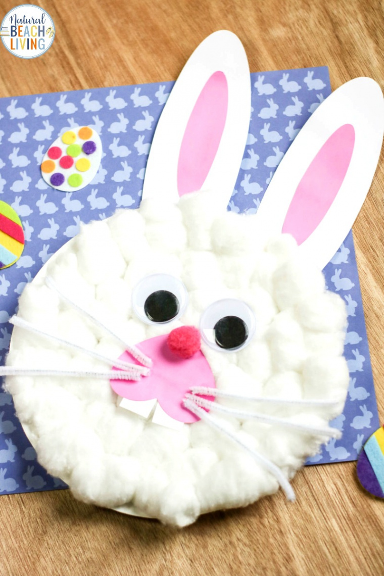 Easter Bunny Paper Plate Craft with Free Bunny Template - Natural