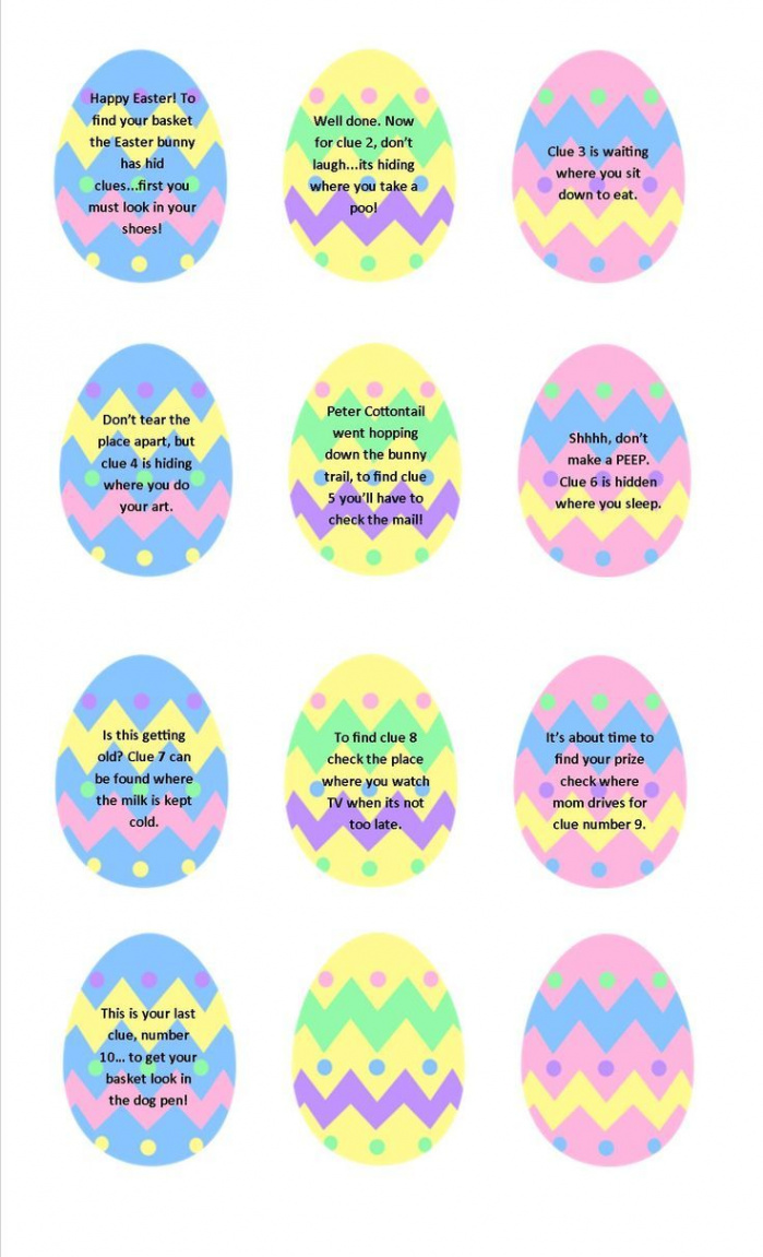 Easter Egg Hunt w/FREE printable Clues for All Ages!!  Easter