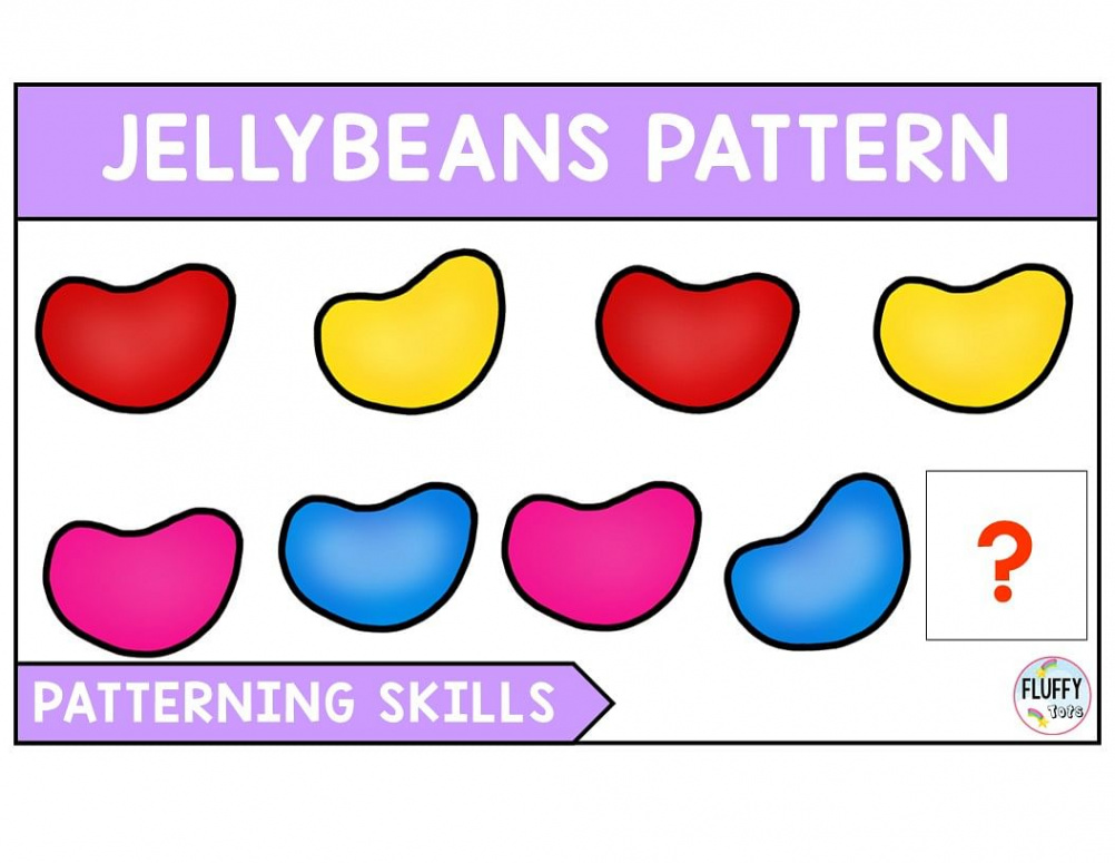 Easy Easter Jellybean AB Pattern Worksheets - FluffyTots