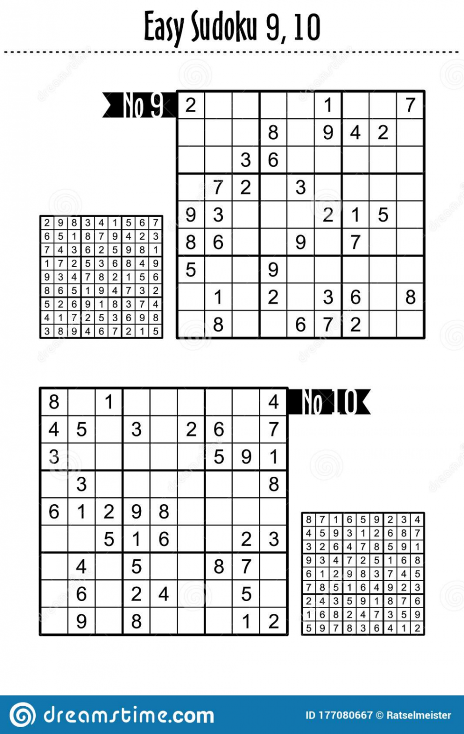 Easy Level Sudoku Puzzles ,  Stock Vector - Illustration of