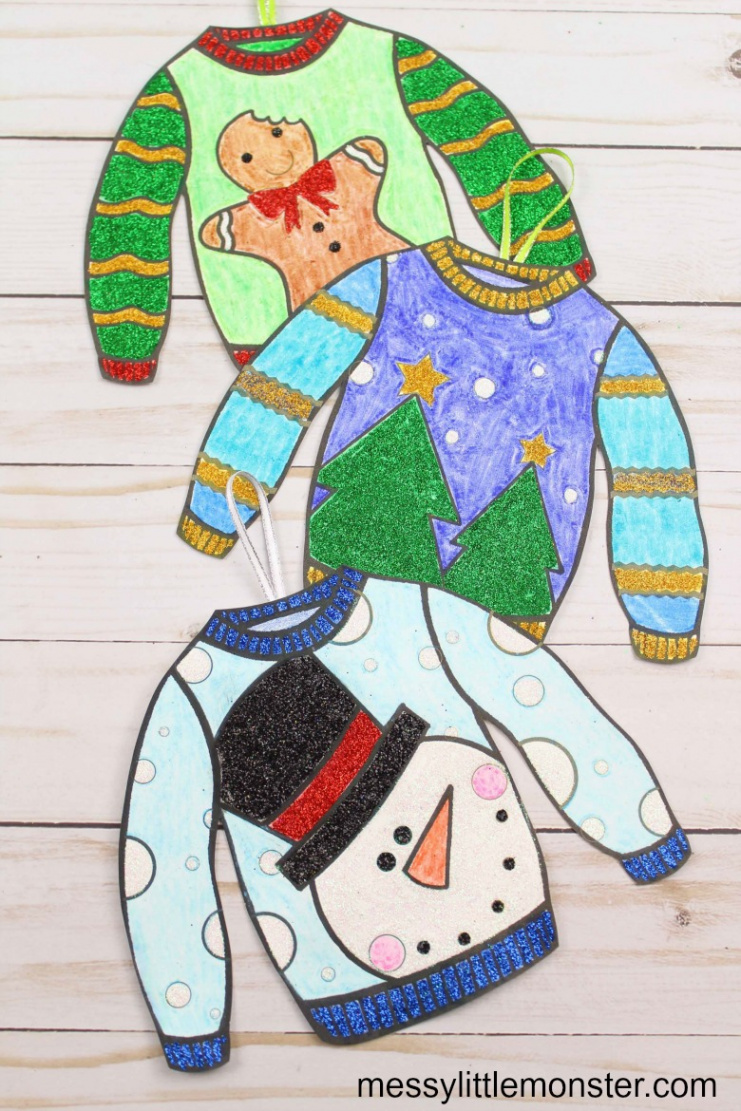 Easy ugly sweater ornament - printable ugly sweater template