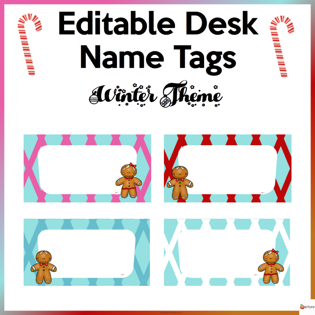 Editable Desk Name Tags Winter Theme  Made By Teachers