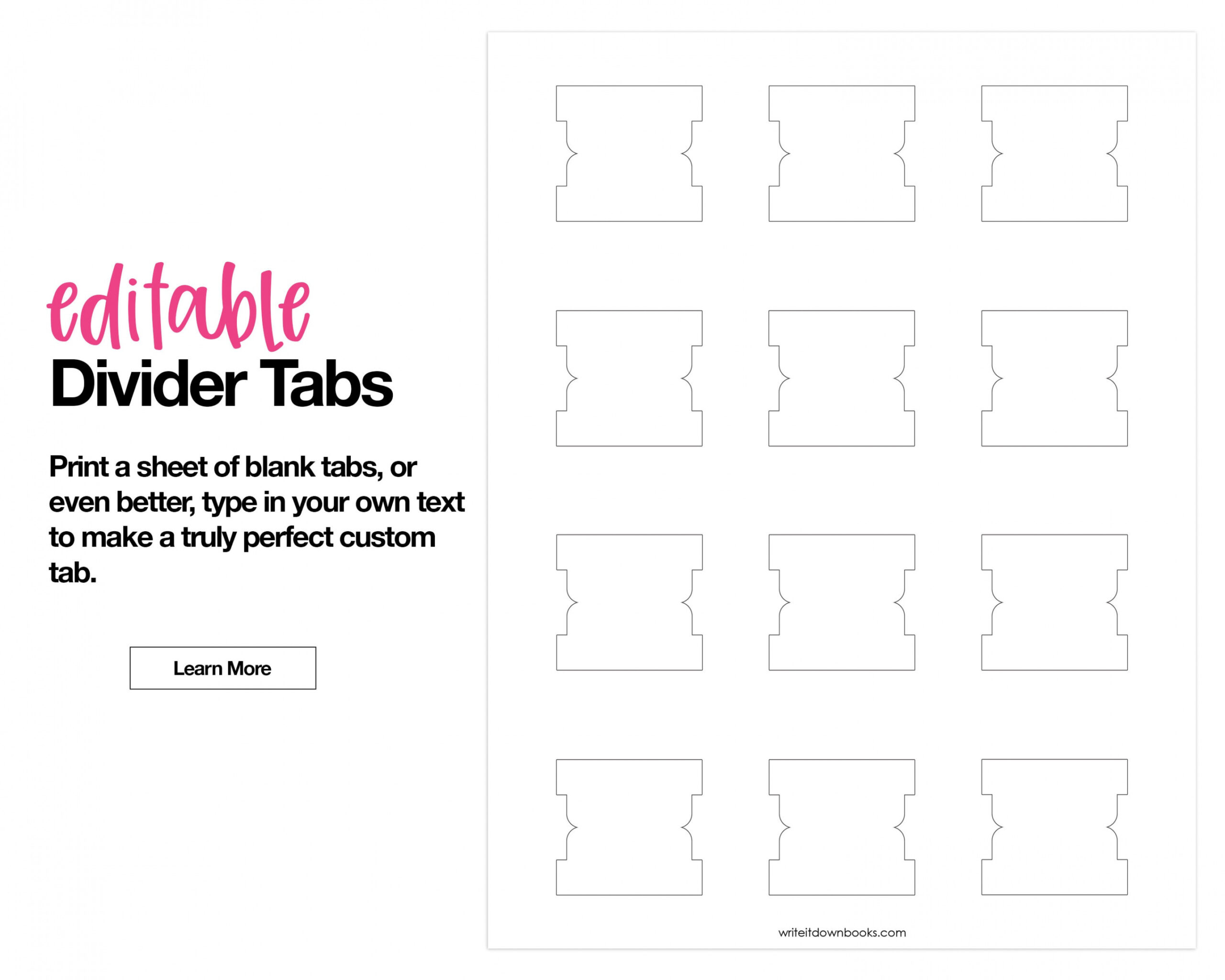 Editable Divider Tabs Blank Printable DIY White - Etsy