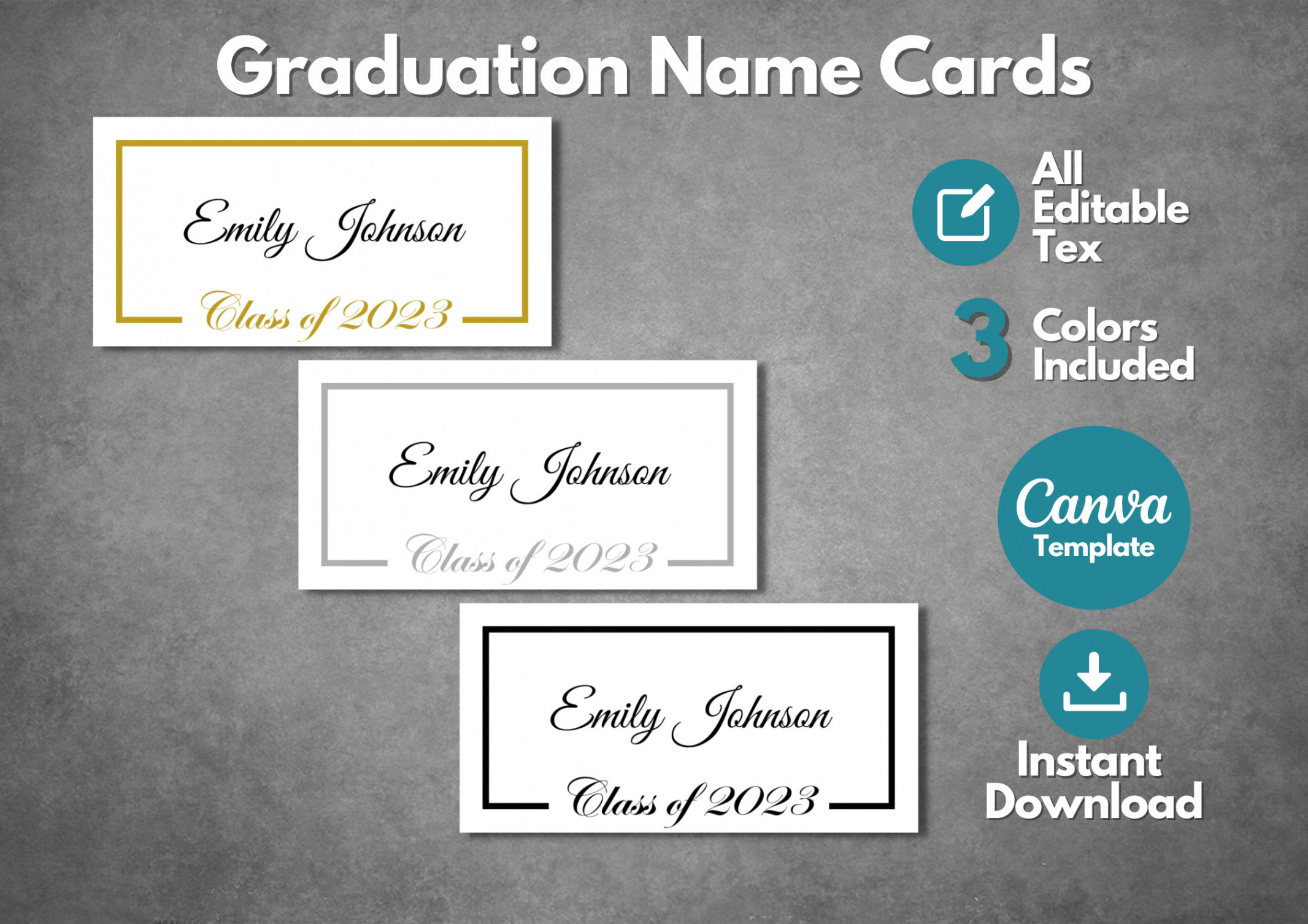 Editable Graduation Name Card Template Printable Class  - Etsy