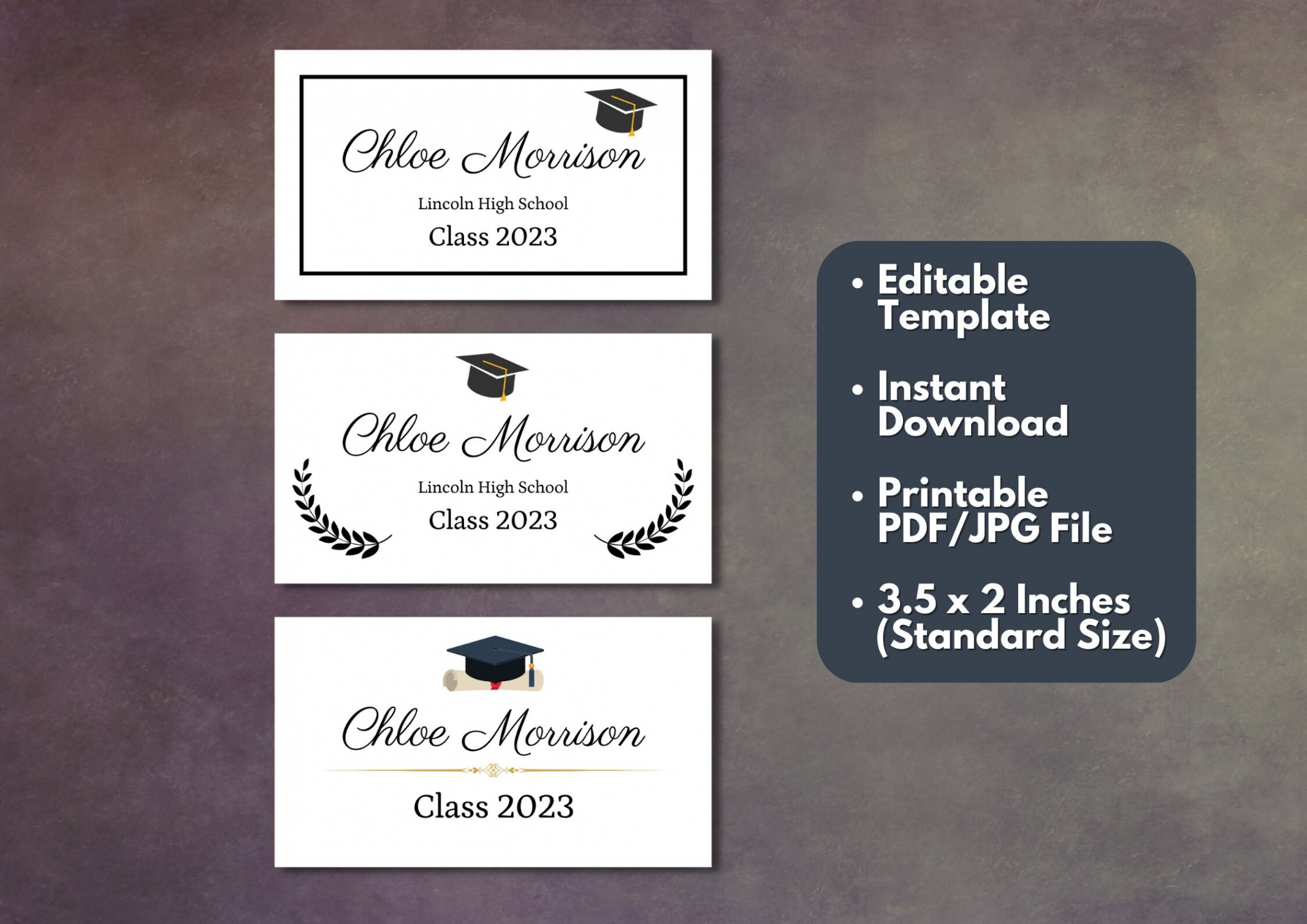 Editable Graduation Name Card Template Printable Class  - Etsy