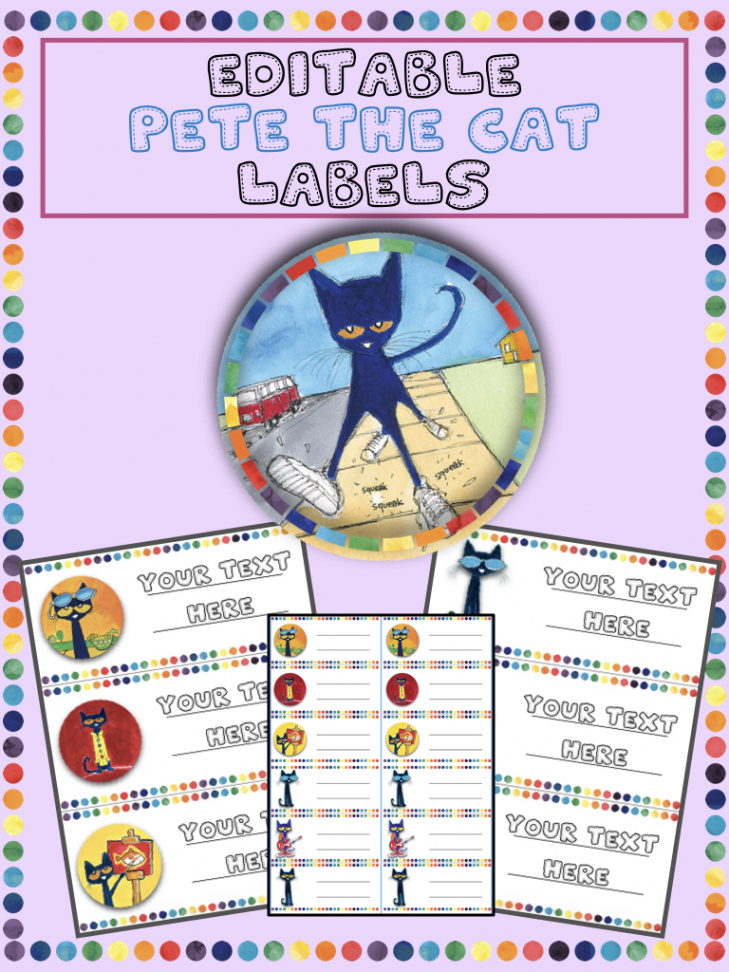 EDITABLE Pete The Cat Labels