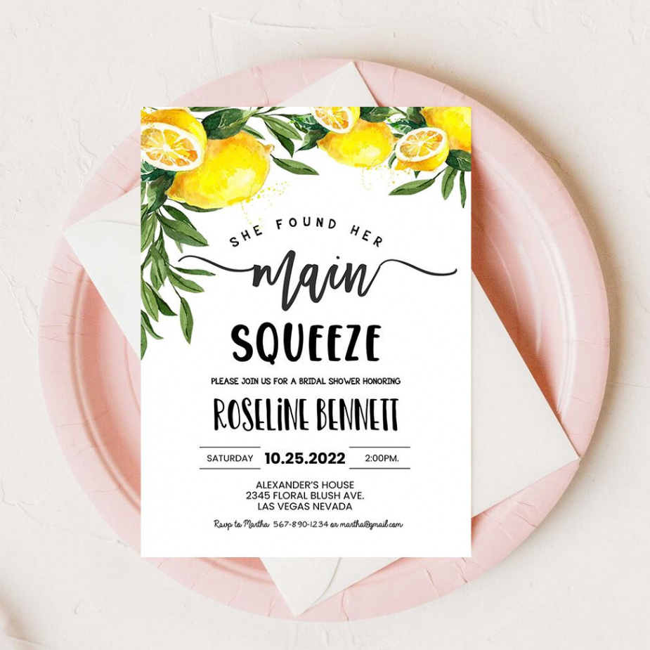 Editable She Found Her Main Squeeze Bridal Shower Invitation