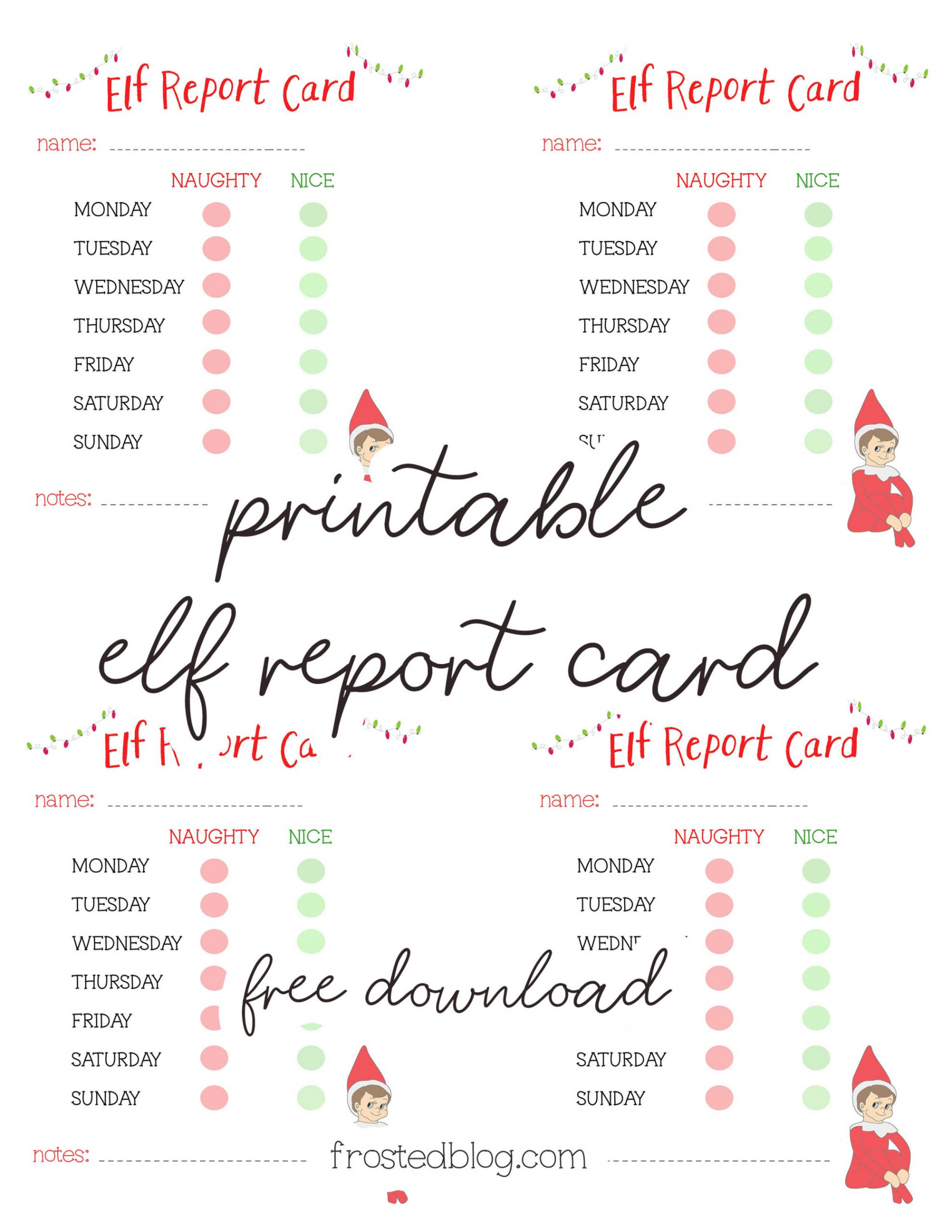 Elf on the Shelf Printables - Report Card Free Printable