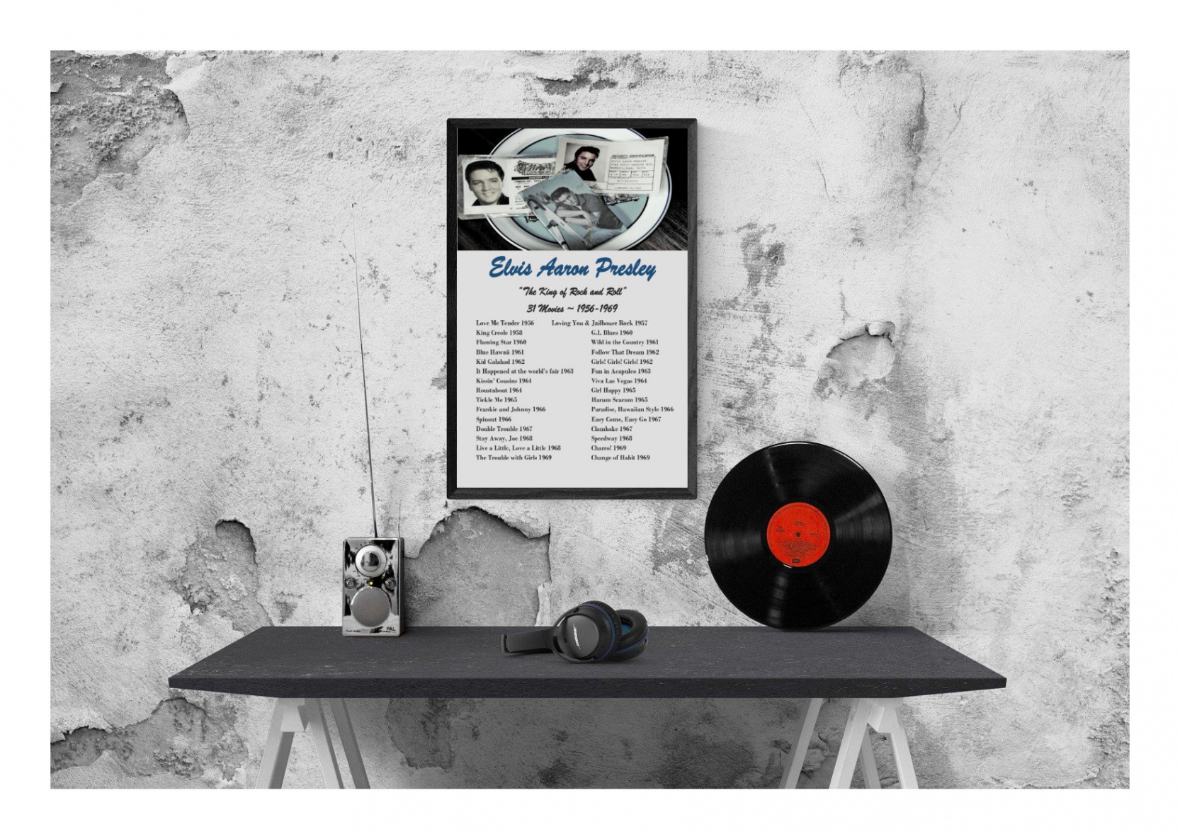 Elvis Presley List of  Movies Poster A Size PDF Printable - Etsy