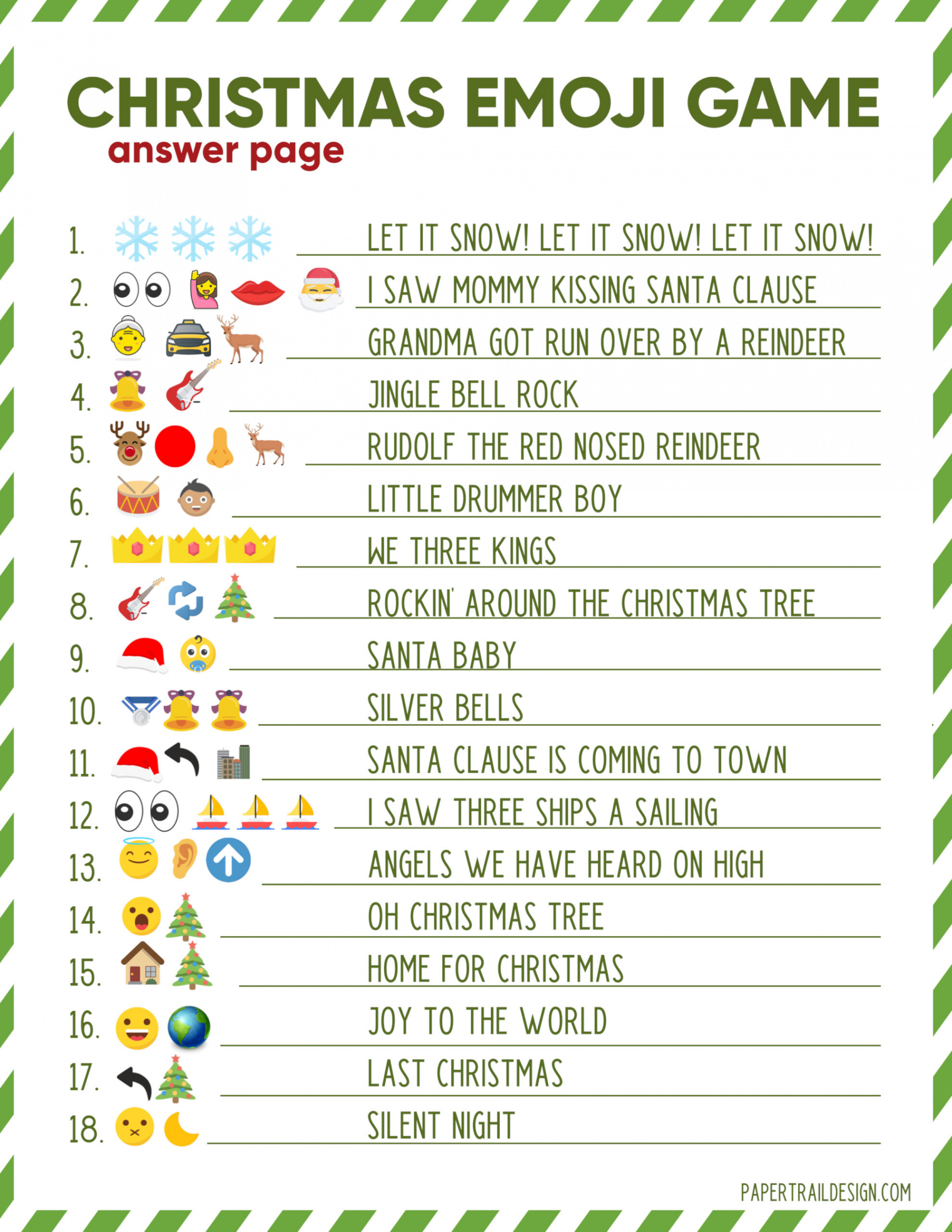 Emoji Printable Christmas Game - Paper Trail Design