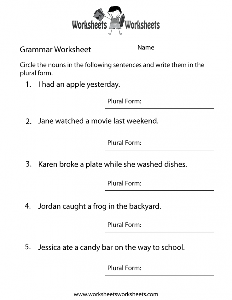 English Grammar Worksheet  Worksheets Worksheets