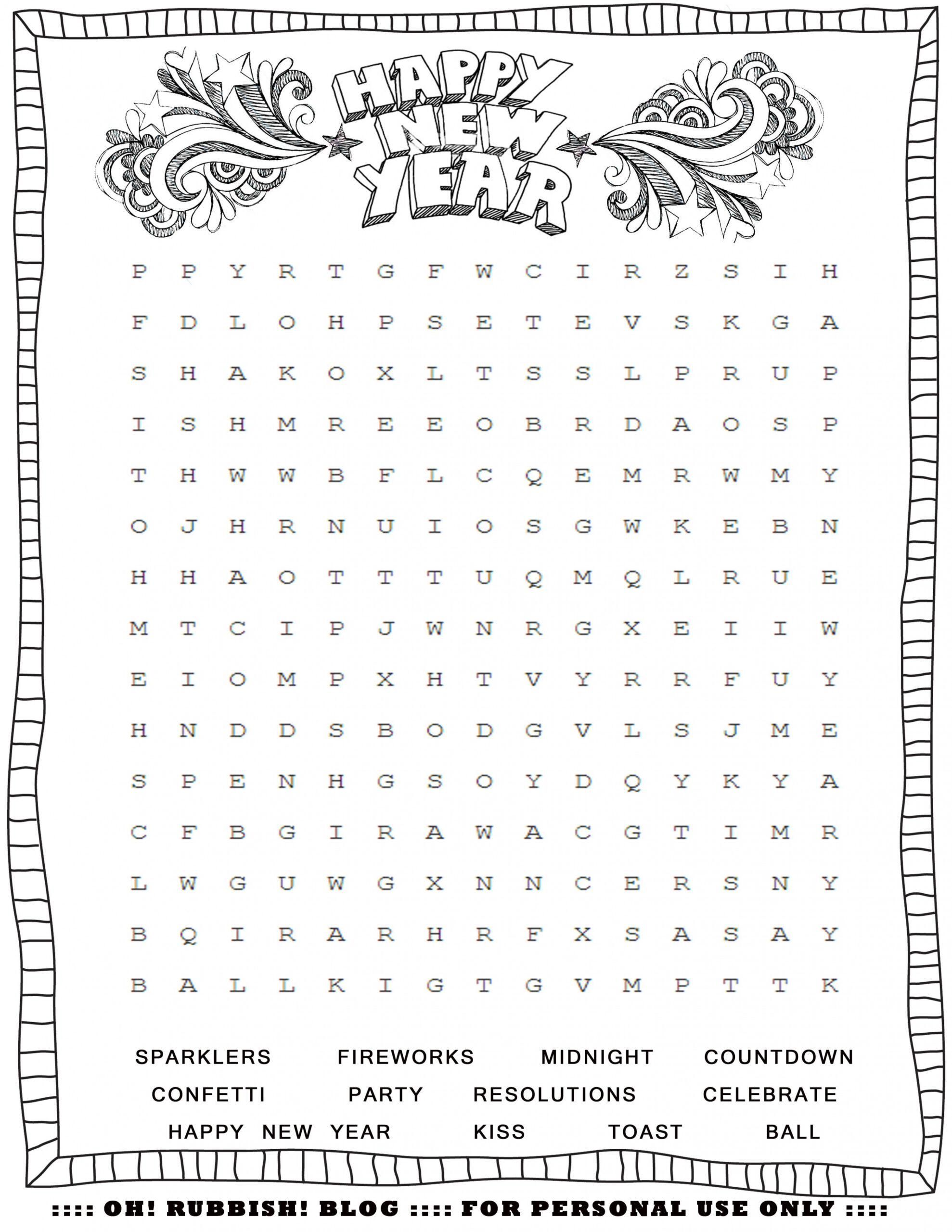 Entertain Your Kids with  New Year Word Games - Printable Activities