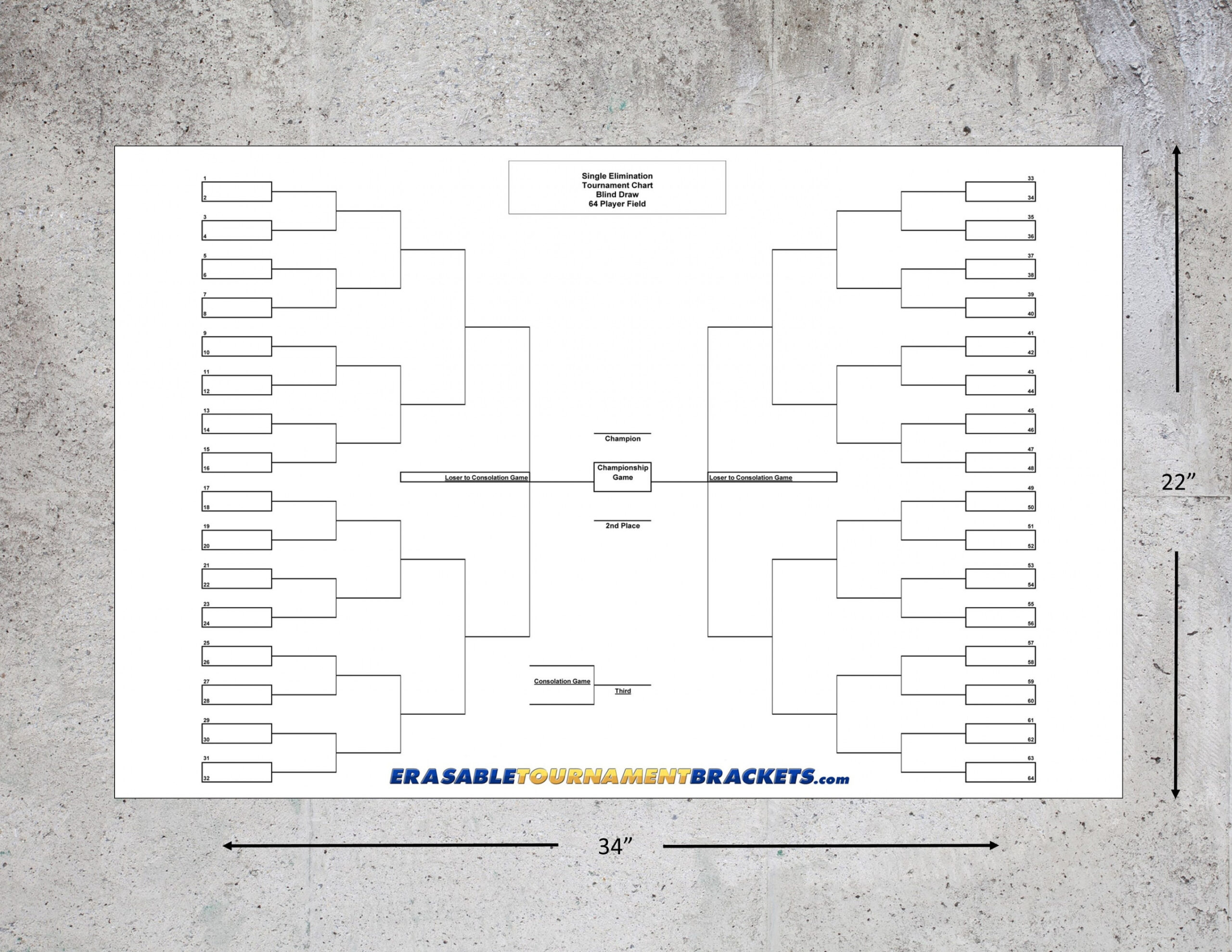 Erasable Tournament Bracket  Player/Team Single Elimination