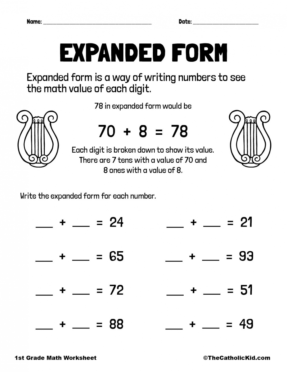 Expanded Form Worksheet - TheCatholicKid