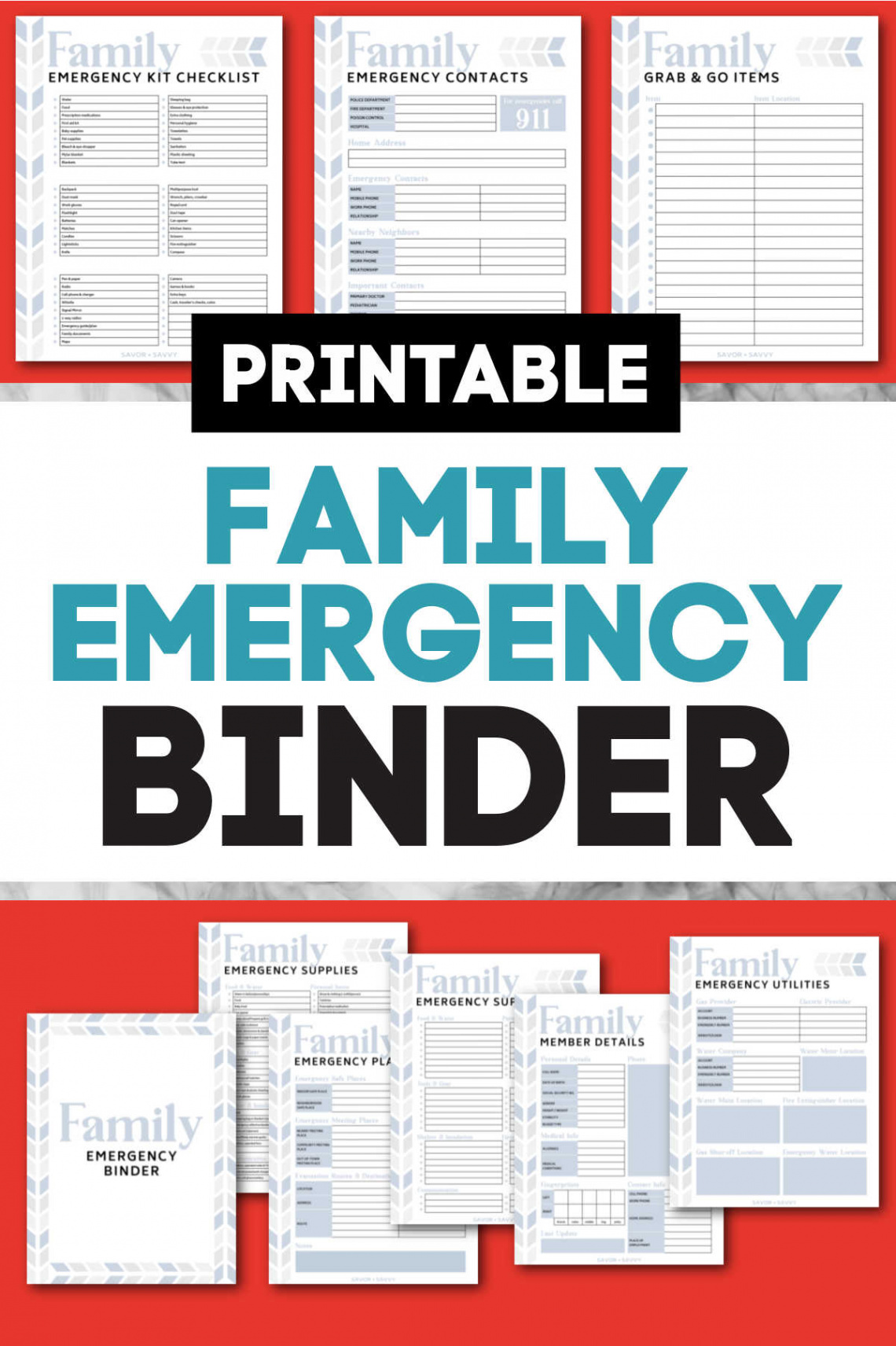 Family Emergency Binder  FREE Printables for a Crisis - Savor + Savvy