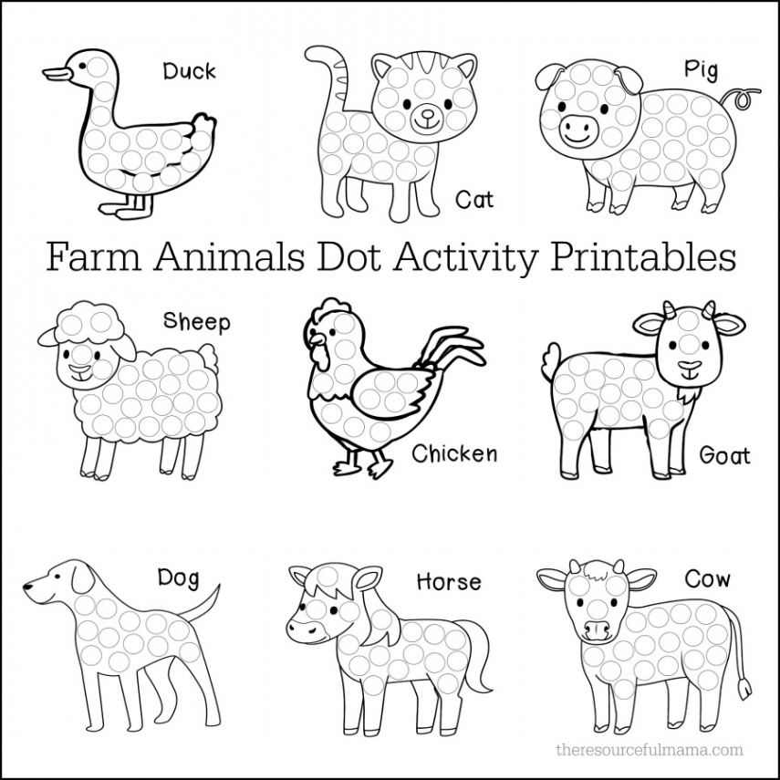 Farm Animals Dot Activity Printables - The Resourceful Mama